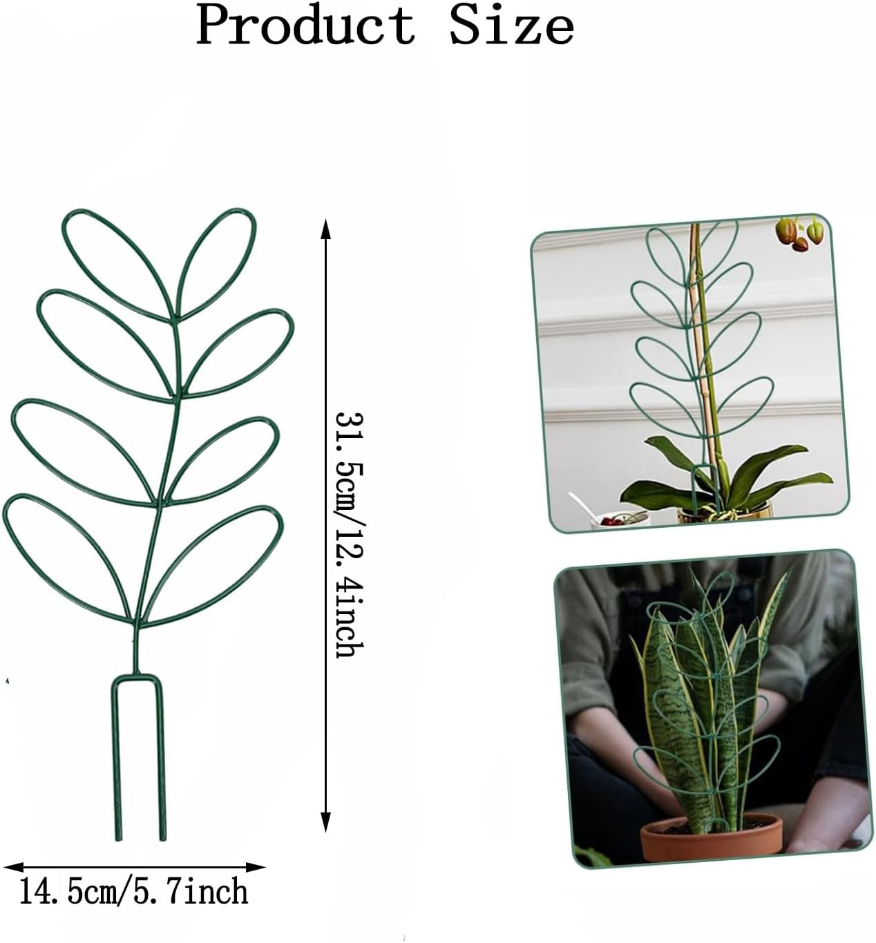 4 Pcs Indoor Plant Support, Leaf-Shaped Trellis, Climbing Plant Stand, Houseplant Decoration, Green image number 3