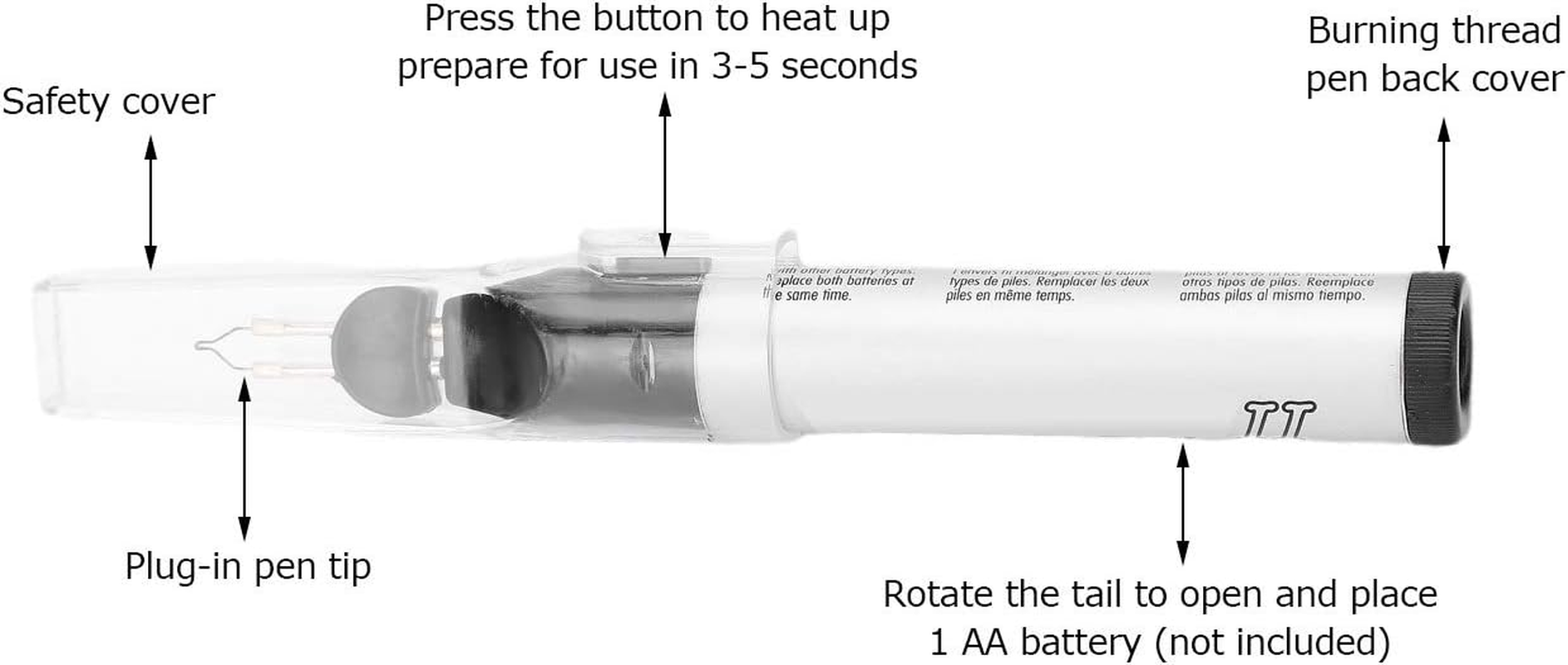 Thread Burning Pen with Instant Heating Tungsten Tip Replaceable Head, for Bead Weaving, Leather Craft, Jewelry Making image number 5