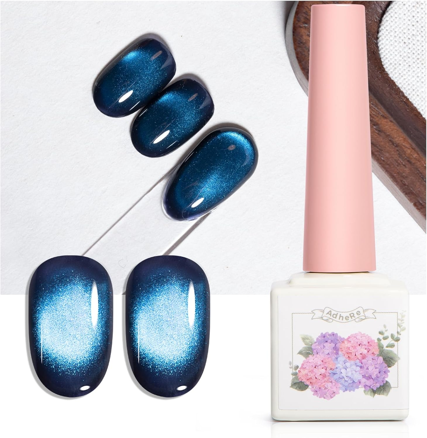 ADHERE Medieval Collection - 12Ml Dark Blue Cat Eye Gel Nail Polish 1Pc Holographic Magnetic Gel Polish, Soak Off, for Manicure Salon DIY at Home (Moon Phase)