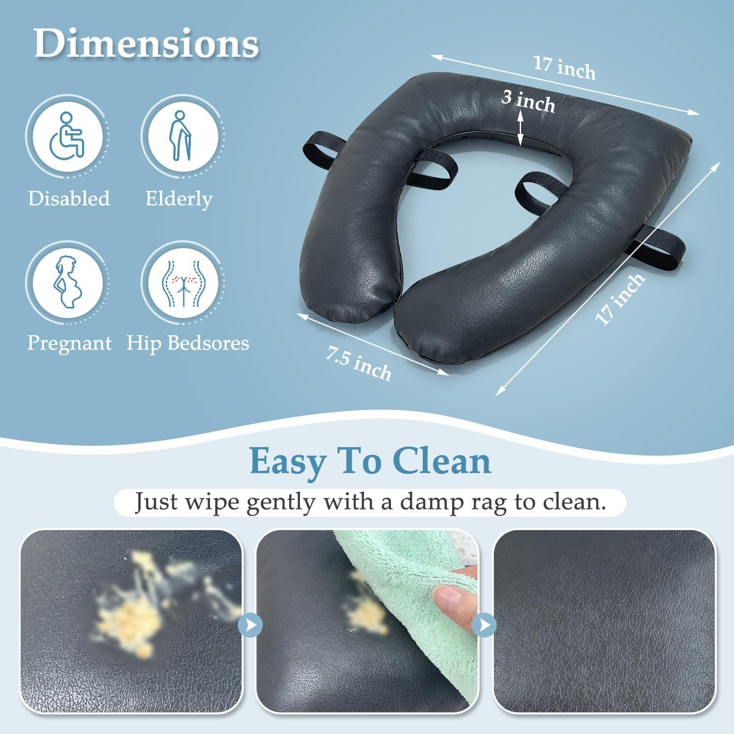 Bedside Commode Seat Cushion Toilet Seat Padded Soft Shower Chair Seat round Cover for Seniors, Elderly after Surgery Pressure Relief Portable Toilet Commode Seat Padded Easy Clean image number 1