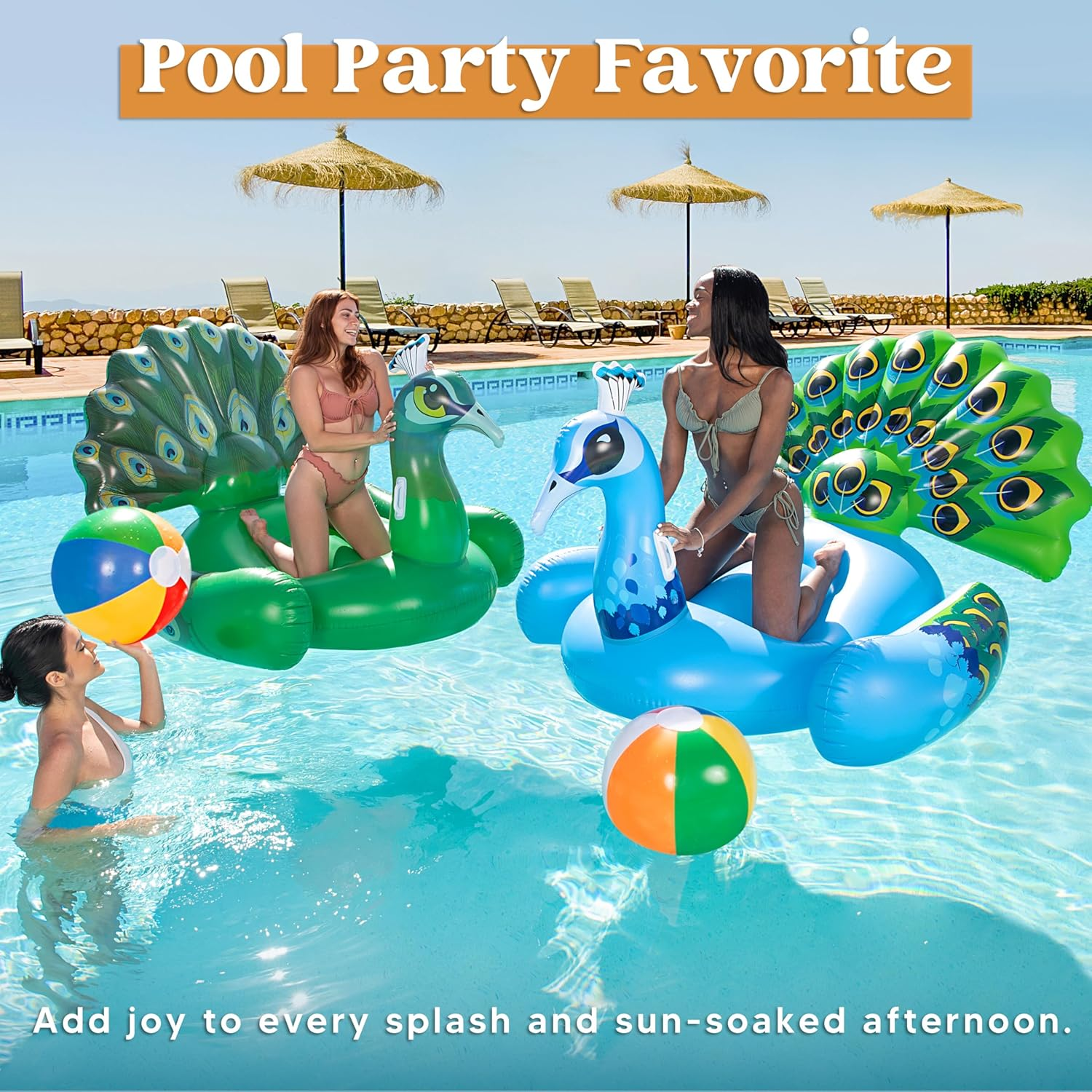 JOYIN 2-Pack 20" Beach Balls - Pool Toys Large Inflatable Beach Ball Swimming Pool Water Games, Classic Rainbow Color Beachball Luau Birthday Decorations Party Supplies Party Favors Gifts image number 6