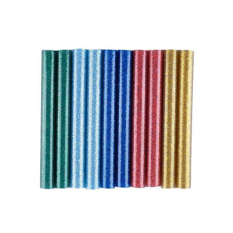 Leona Co Colored Glitter Hot Glue Sticks Full Size, 10 PCS 11Mm Dia X 100Mm Long Hot Melt Glue Sticks, 5 Colorful EVA Adhesive Purpose Glue Stick Standard for DIY Art Craft Stamp Repairs Gluing Projects image number 1