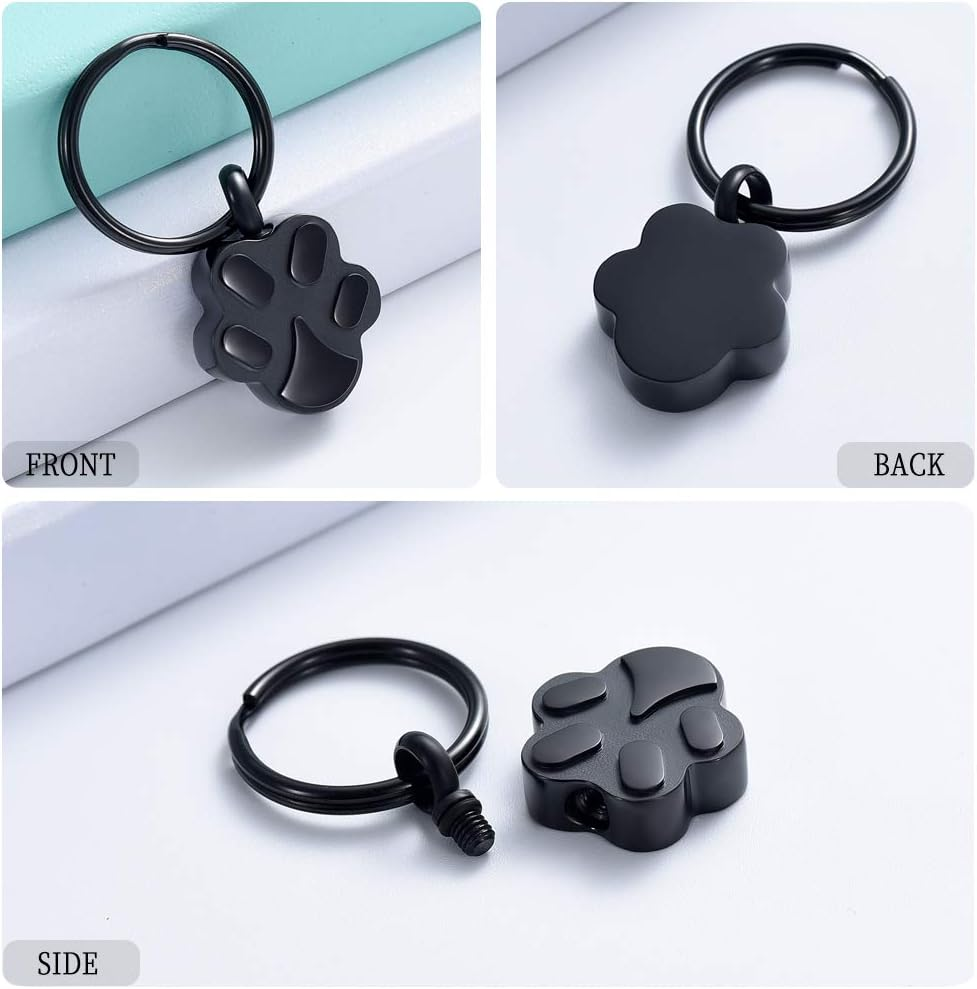 Cremation Ash Urn Keychain for Pet Ashes Cremation Jewelry for Human Ashes Dog Cat Cremation Keepsake Memorial Urn Keychain Ash Holder for Women Men - Wing Black 2 image number 5