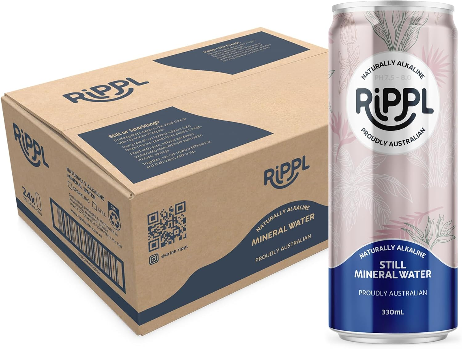 Rippl Floral Canned Still Mineral Water, 330 Ml, 24 Pack image number 5