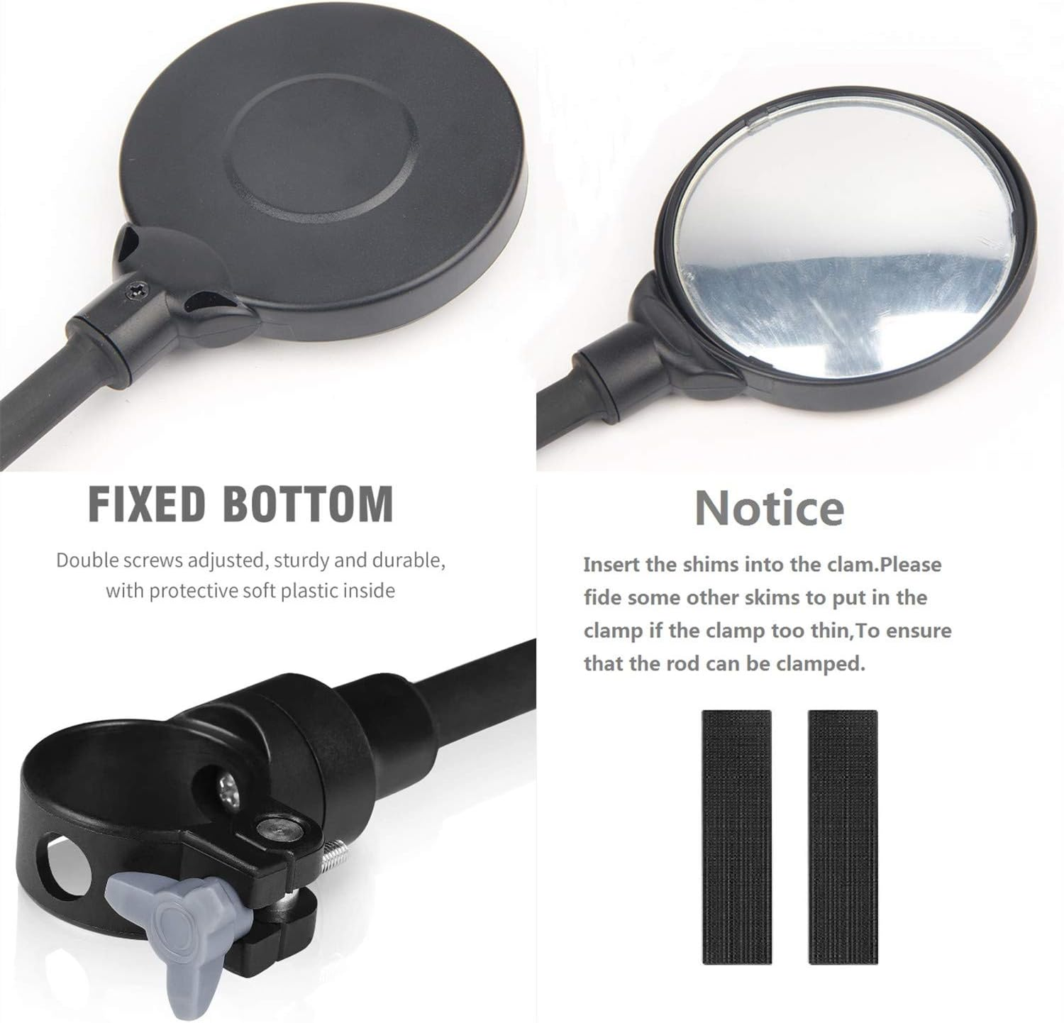 Bike Mirrors Handlebar Mount, Adjustable Rotatable Bike Rear View Glass Mirror, Wide Angle Acrylic Convex Safety Mirror Universal for Mountain Road Bike,Electric Vehicle, Motorcycle image number 3