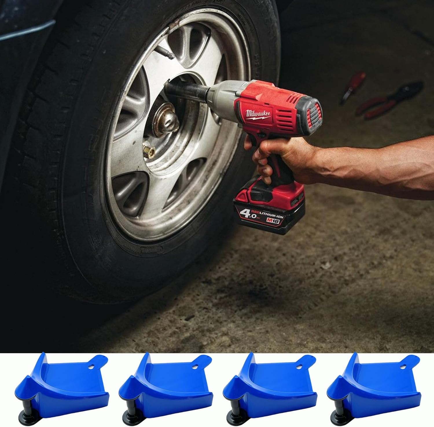 4 Pcs Car Hose Guide, Tire Hose Roller for Car Washing, Detailing Tire Hose Guide Preventing Pressure Washer Hose Stuck under the Wheels, Plastic Wash Tool to Avoid Snagging(Blue) image number 5