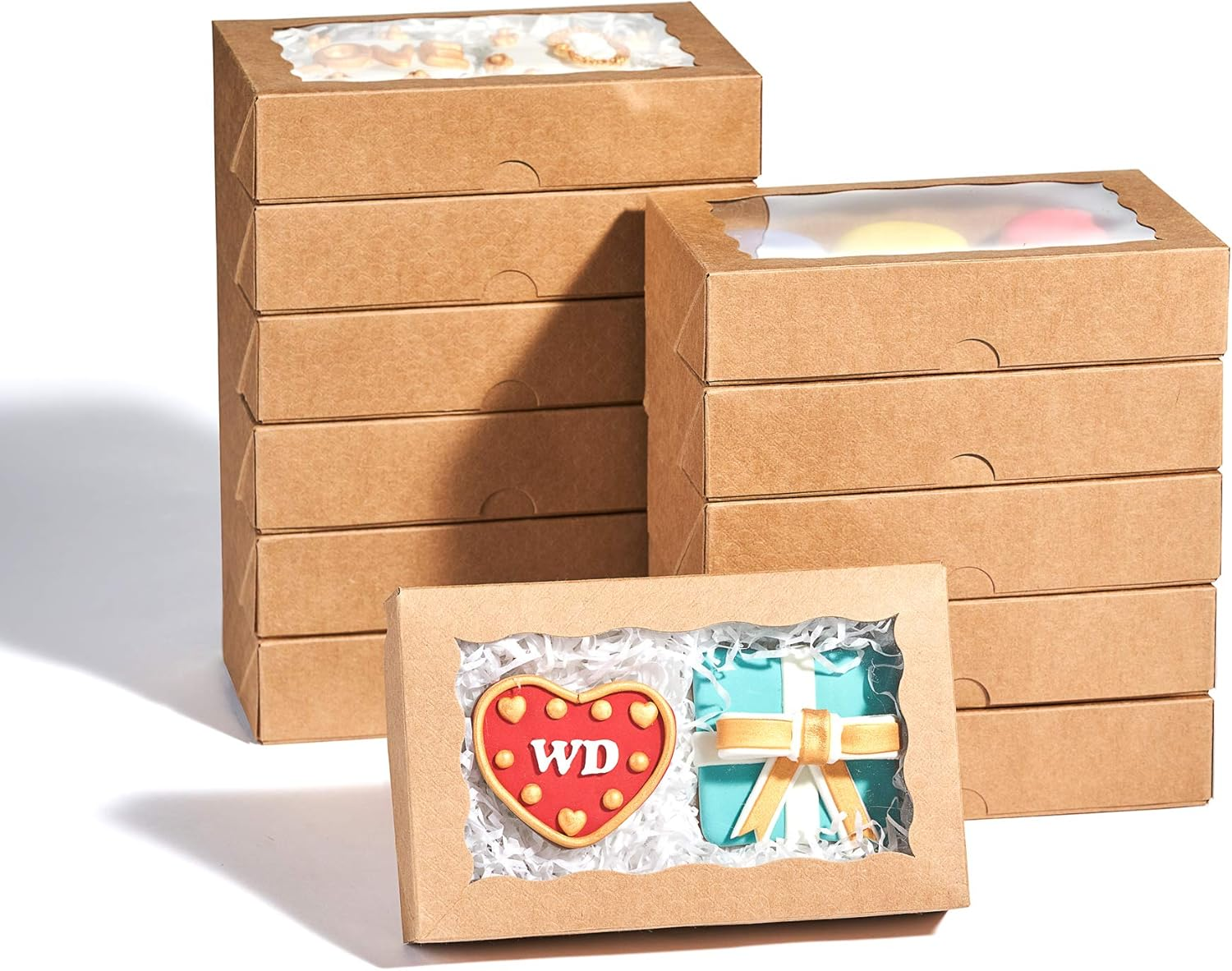Romantic Baking 15 Pack White 7 X 4 3/8 X 1 1/2In Cookies Boxes with Window - Perfect for Wedding, Baby Shower & More