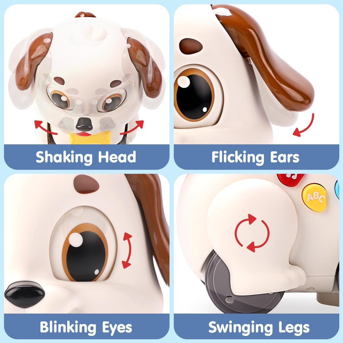 Kaekid Baby Toys 6-12 Months Musical Dancing Puppy Tummy Time Toy, Crawling and Pull along Modes, Montessori Learning Toys, Christmas Birthday Gifts for Boys Girls 6-12-18 Months image number 3