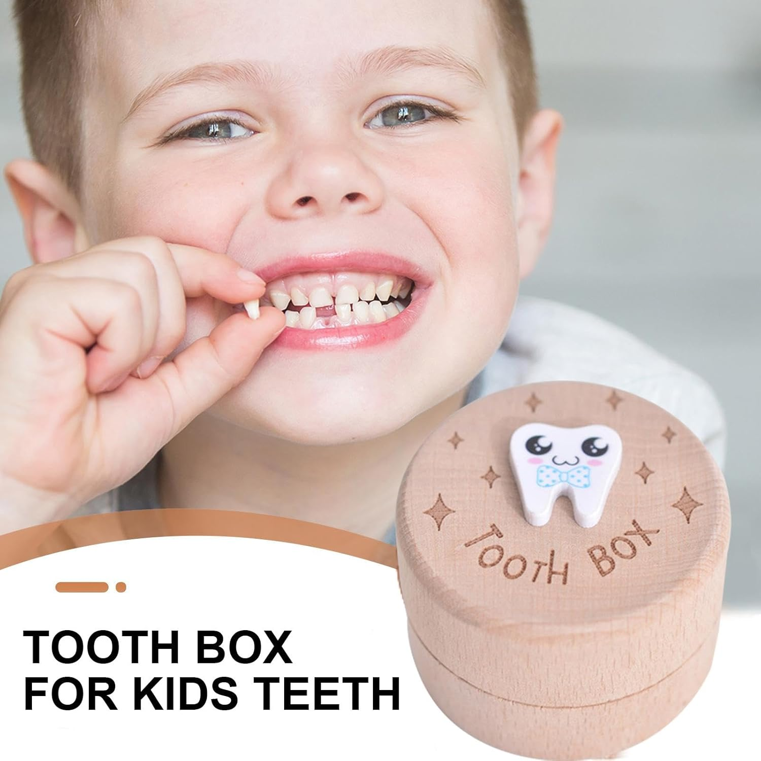Tooth Fairy Box | Dropped Teeth Wooden Storage Box - Tooth Keep Chest, Tooth Holder Storage Box for Kids Teeth First Tooth Keeper, Tooth Fairy Treasure Container and Keepsake Box for Girls Boys image number 6