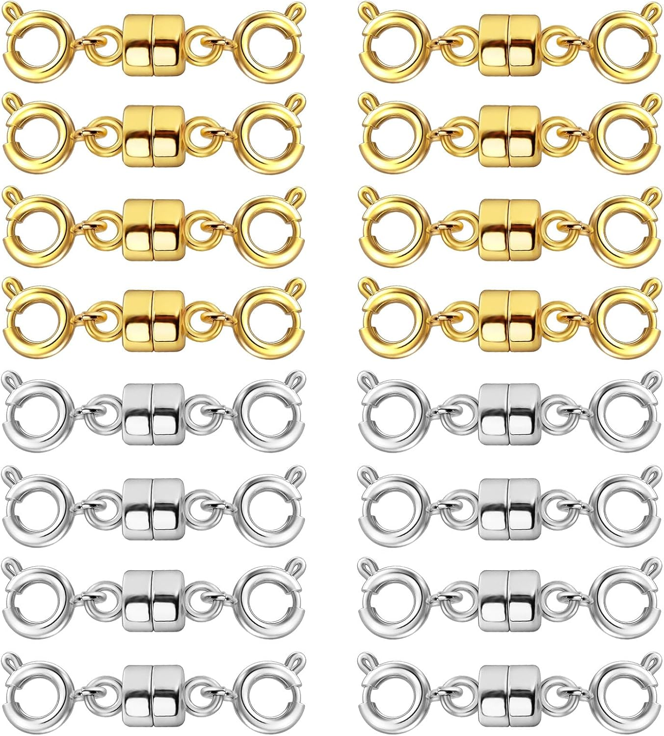 Qulltk Double Magnetic Necklace Clasps and Closures 14K Gold and Silver Bracelet Extender Jewelry Clasps Converters for DIY Jewelry Making