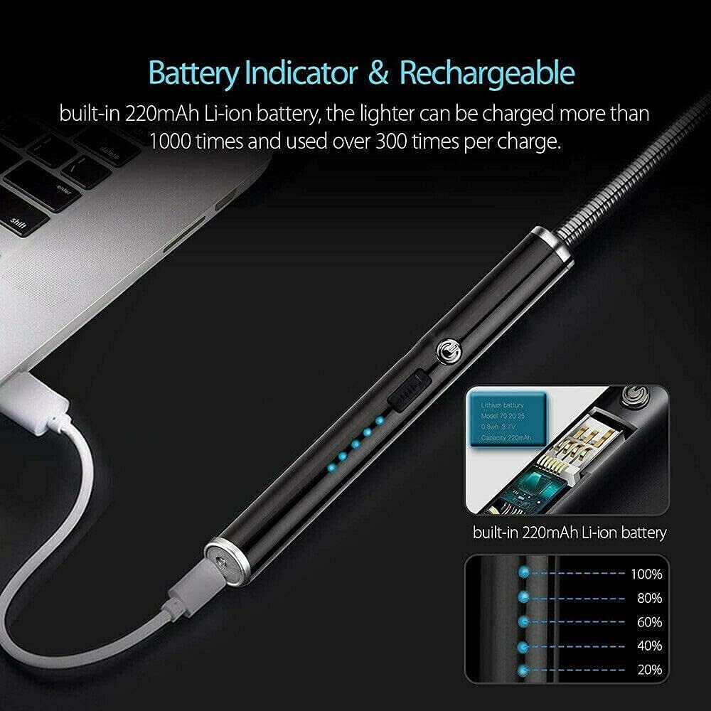 Kitchen ARC Flameless USB Lighter BBQ Windproof Portable Candle Rechargeable (Black)