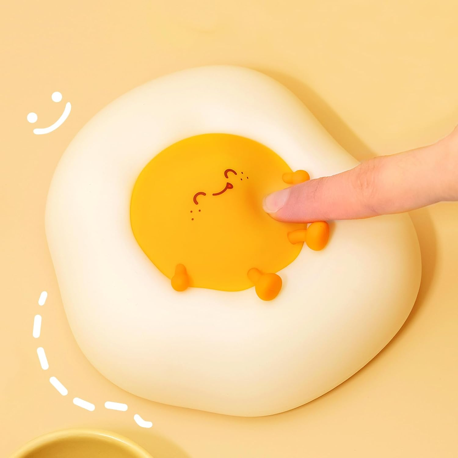 Cute Night Light for Kids Baby, Portable Silicone Rechargeable Nightlight, Cordless LED Touch Sensor Dimmable Bedside Lamp, Small Squishy Toy for Boy Girl, Nursery Decor (Fried Egg) image number 6