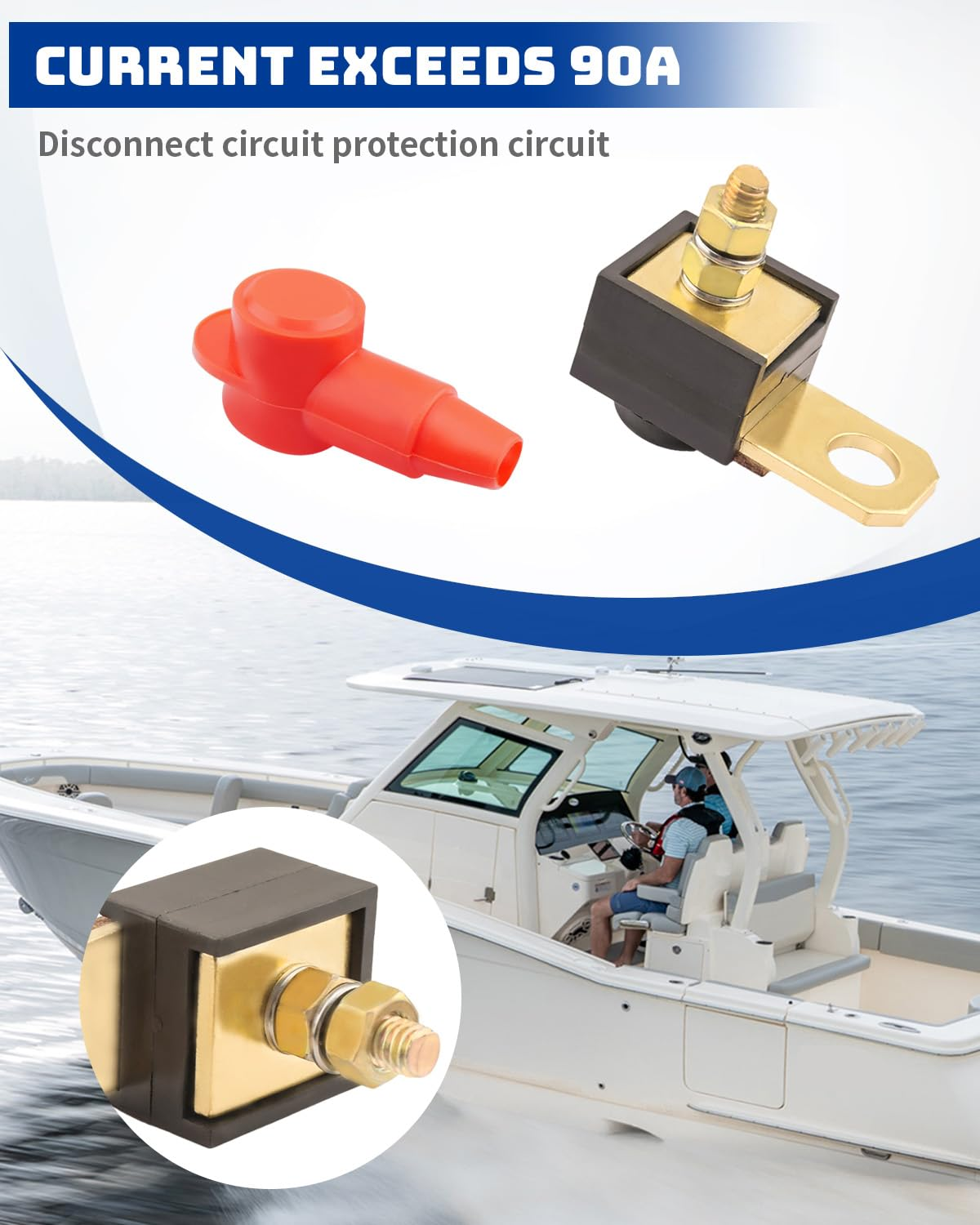 ANODZU 90 Amp Starter Fuse Fit for Mercury Mercruiser Engine 3.0L 4.3L 5.0L 5.7L 350 MAG 7.4L 8.2L, Replace 88-79023A91 18-8220 9-15510 79023A91