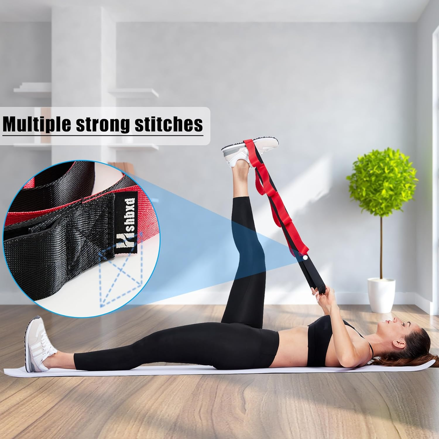Stretching Strap with Loops, Leg Stretch Bands for Exercise, Yoga Strap for Physical Therapy, Fascia Stretcher Belt image number 2