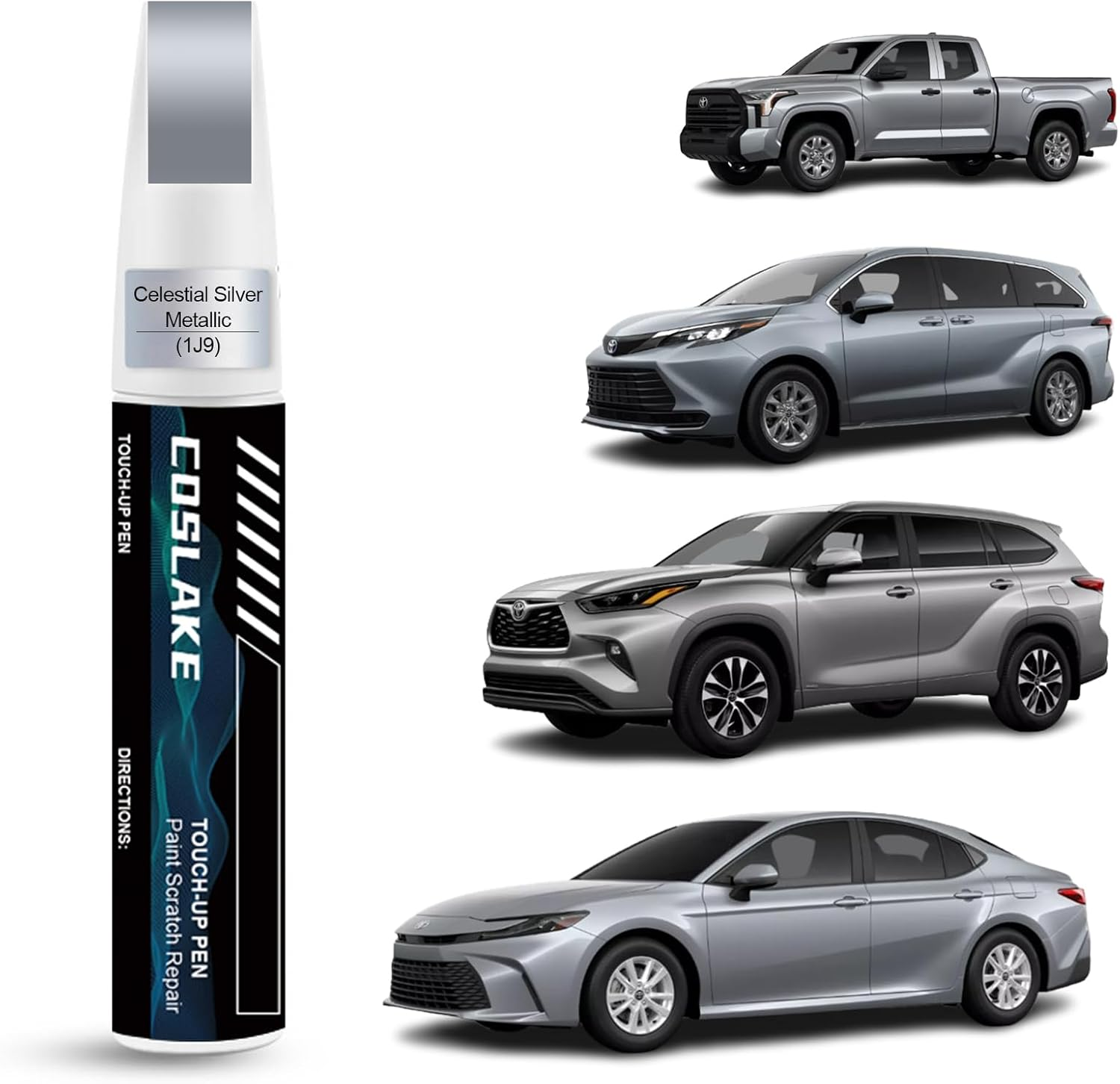 COSLAKE Car Touch up Paint(Magnetic Gray Metallic(1G3)) for Toyota, Car Paint Scratch Repair Kit, Quick & Easy Solution to Repair, 2 in 1 Scratch Remover Pen with Color-Matched