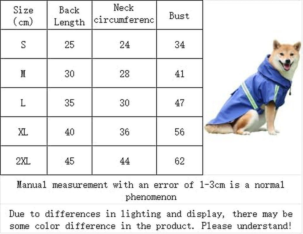 Waterproof Hooded Dog Raincoat - Adjustable Reflective Pet Jacket, Lightweight Dog Slicker Poncho for Small to X- Large Dogs and Puppies (Blue, M) image number 4