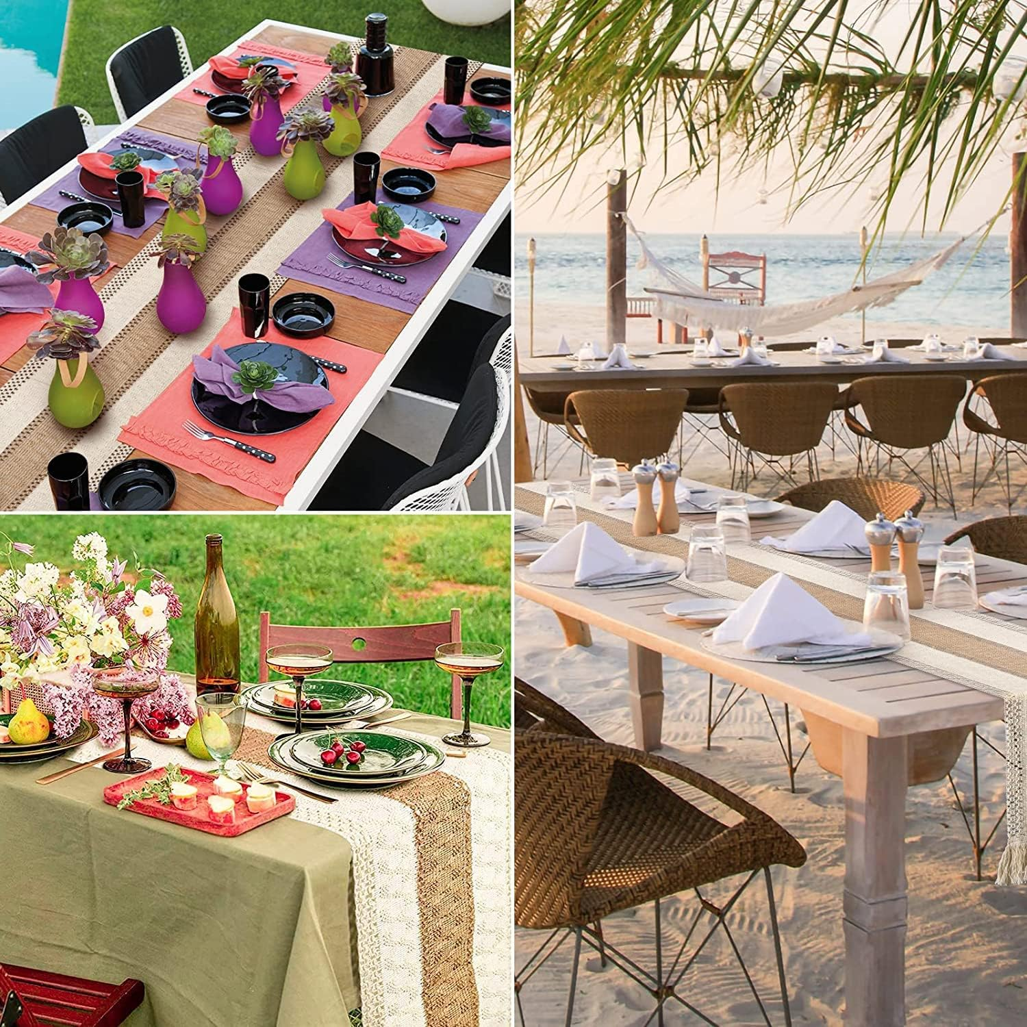 KEPTFIT Macrame Fabric Table Runner, Boho Cotton Table Runner with Tassels for Wedding Bridal Shower Shower Rustic Dining Table Decoration 12 X 72 Inch (B) image number 4