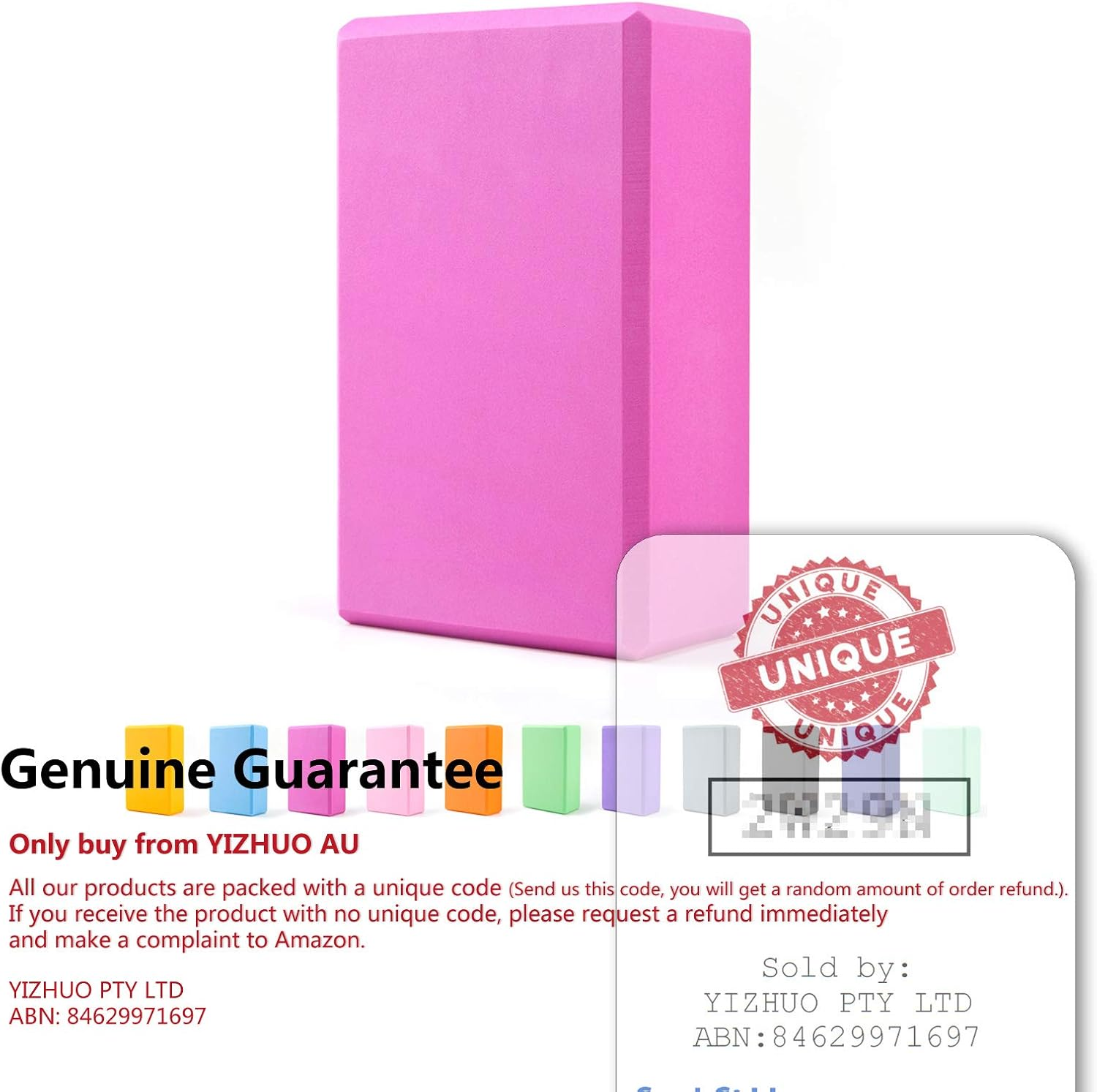 Dobetters Pilates Yoga Block Foaming Foam Brick Exercise Fitness (Rose Red) image number 3