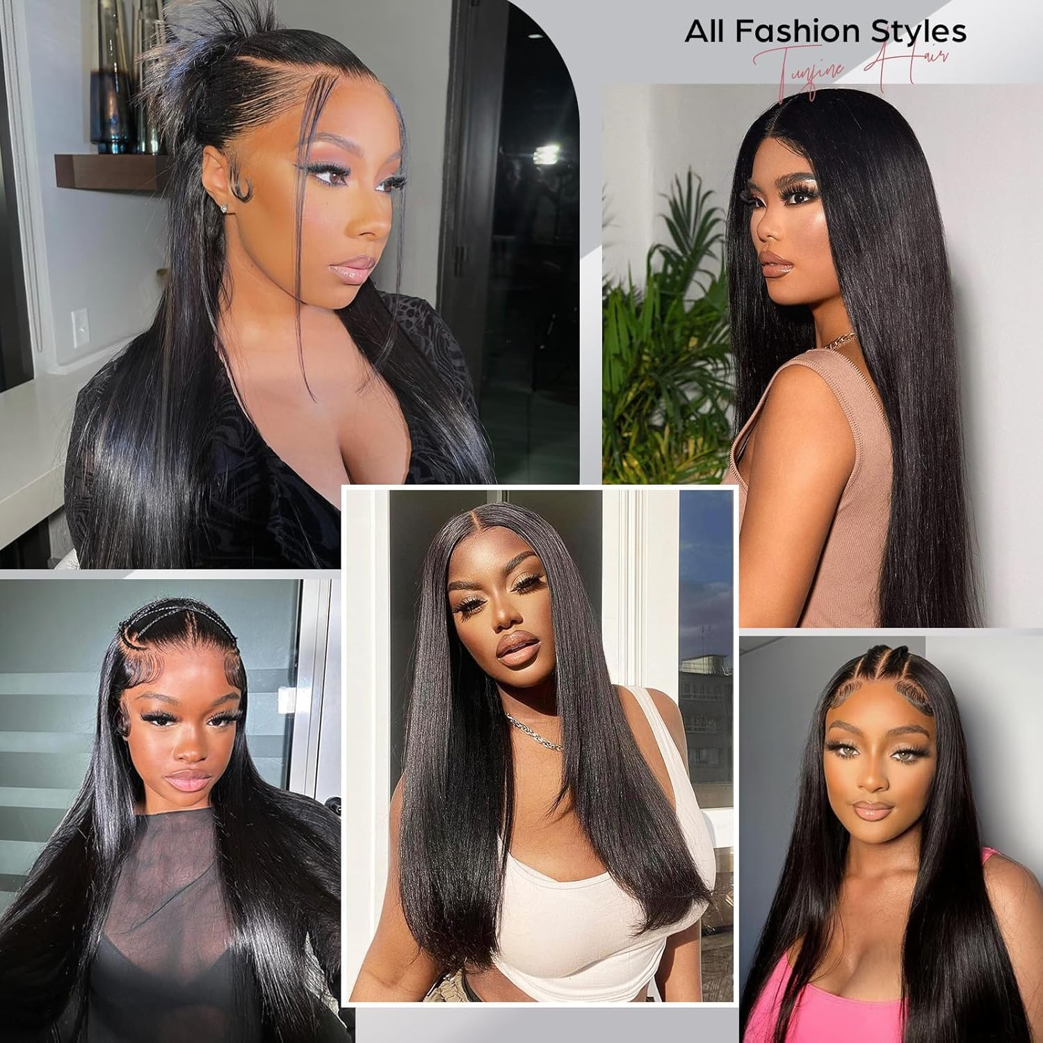 18 Inch Real Hair Wig, 5 X 5 Lace Front Wig, Human Hair with 200% Density, Straight, Glueless Human Hair Wigs for Black Women, Natural Black Colour, Wigs Real Hair Women (45 Cm) image number 2