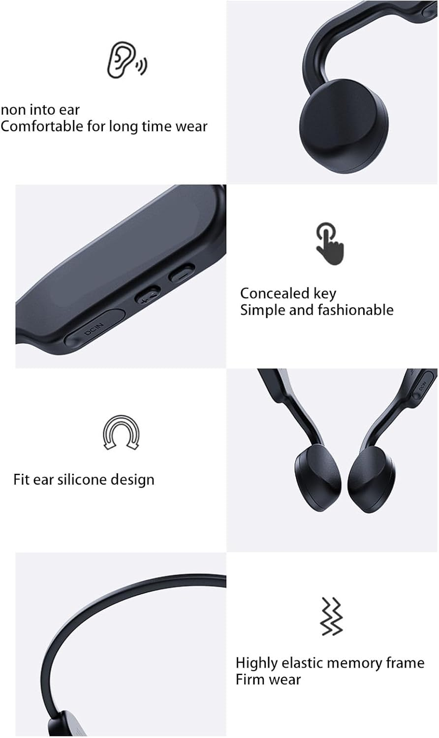 Jectse Bone Conduction Headphones, V5.3 Stereo ENC Noise Reduction IPX6 Waterproof Open Ear Headphones Sports Earphones for Running Cycling up to 6 Hours Playtime image number 3