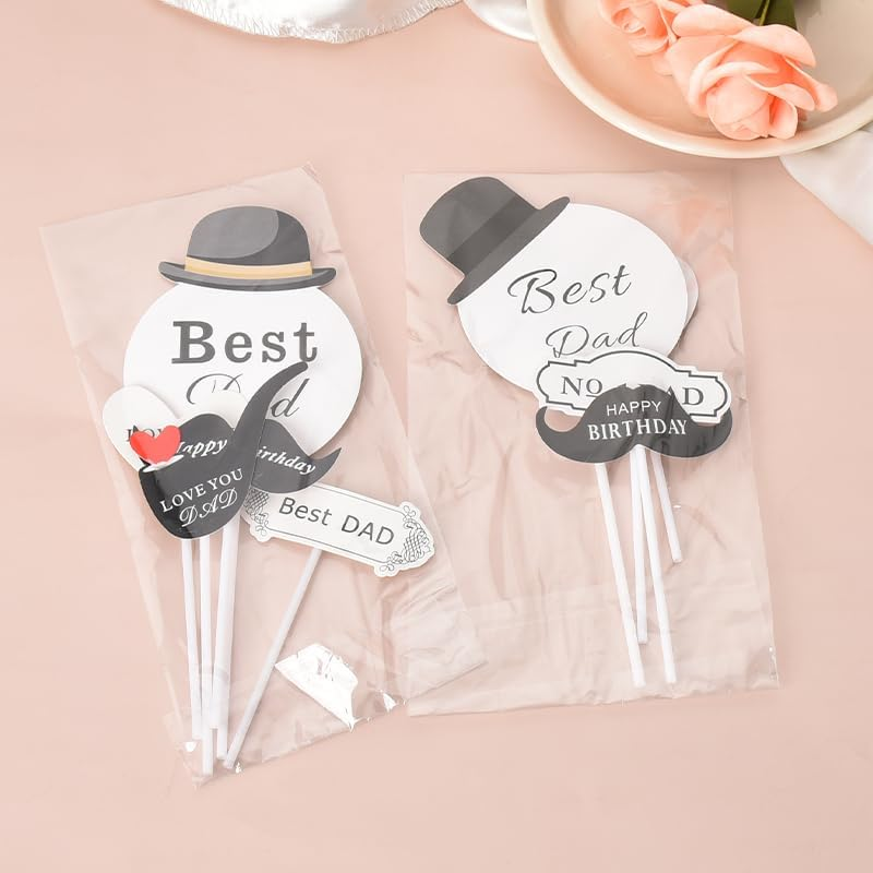 Best Dad Birthday Cake Topper and Decorations - Father'S Birthday Party Decor, Cupcake Toppers, Cake Picks for Daddy - Bday Cup Cake Toppers Birthday Supplies 9 Pcs