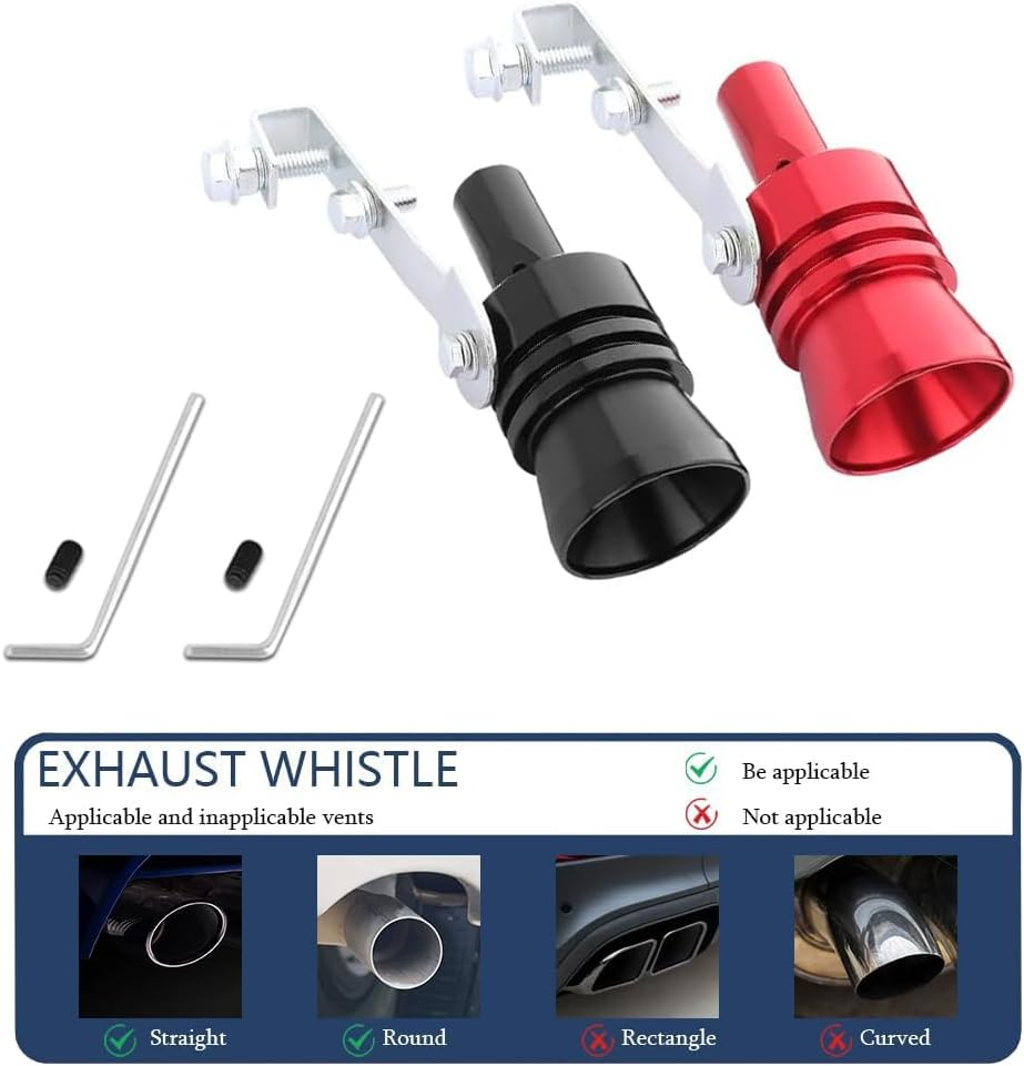 2PCS Turbo Sound Whistle Simulator,Car Turbo Whistle Car,Rustproof Aluminum Alloy Exhaust Whistle Fit for Exhaust Muffler Tailpipe,Universal Turbo Sound Whistle Exhaust Muffler with Cool Turbo Sound image number 3