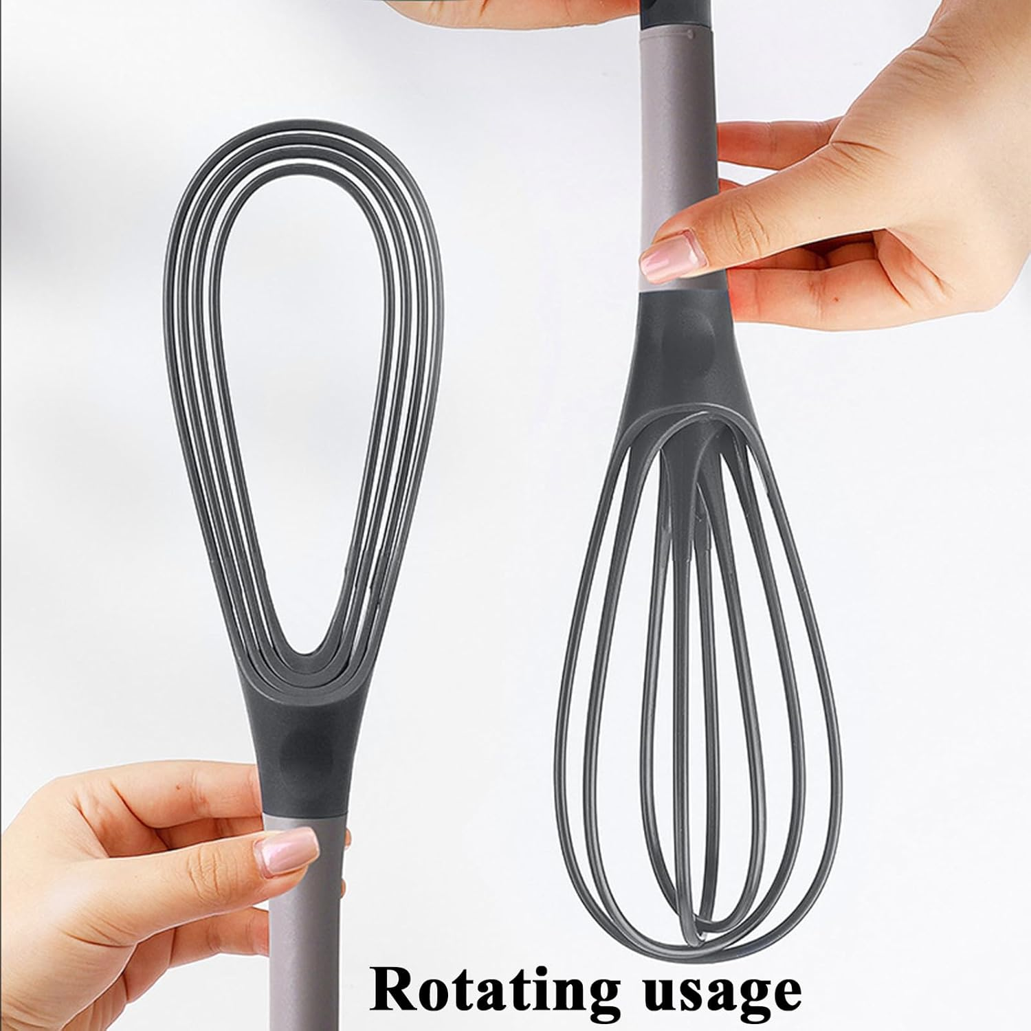 Flat Whisk and Balloon Whisk- Suitable for Non-Stick Cookware, Silicone, Blue image number 4