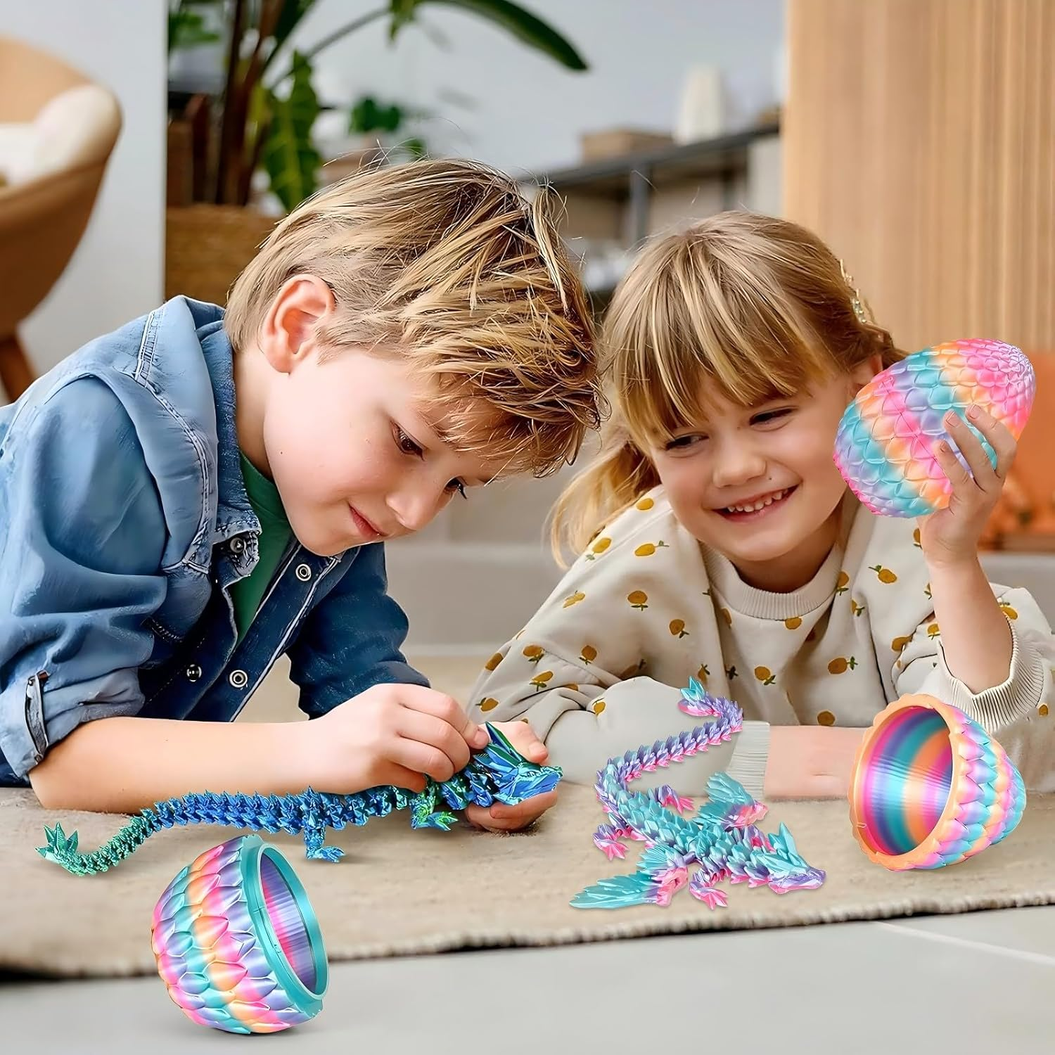 Flying Dragon Eggs, 3D Printed Easter Dragon Egg, Articulated Crystal Dragon Fidget Toy, Toys for Kids, Home Decor, Creative Ornaments, Birthday Gifts, Mystery Mythical Pieces Dragon (Rainbow Candy) - Rainbow Candy - Flying Dragon image number 5