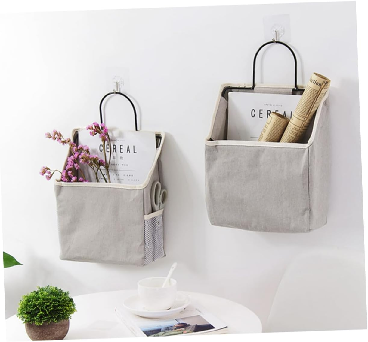 Large Hanging Fabric Bag for Garment Storage Door Storage Hanging Bag Wall-Mounted Organizing Pockets image number 6