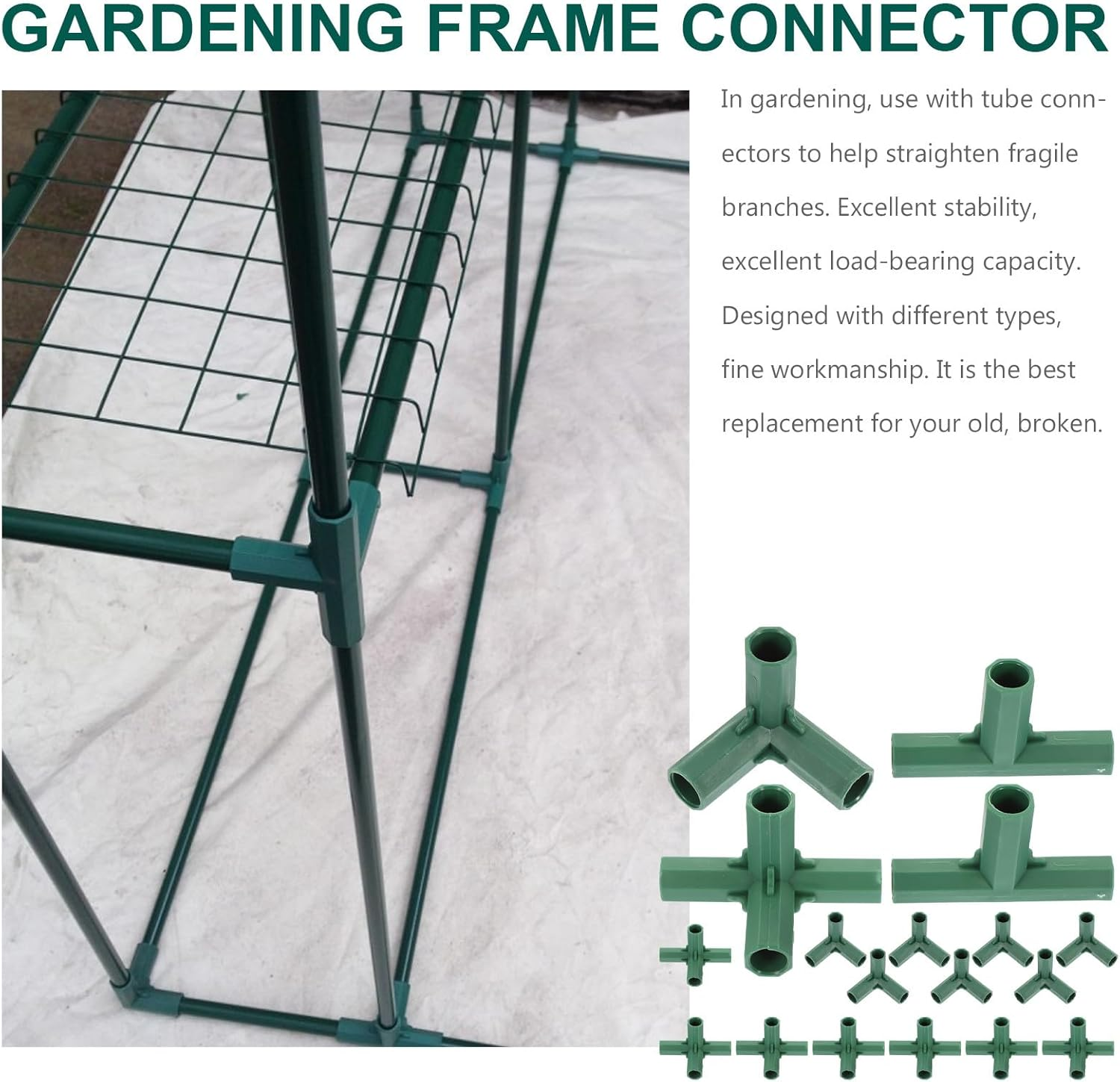 CORHAD 20Pcs Gardening Frame Connectors 16Mm Three-Way and Four-Way Joints for Greenhouse Tube Supports Garden Stake Connectors Suitable for Plant Support Structures image number 1