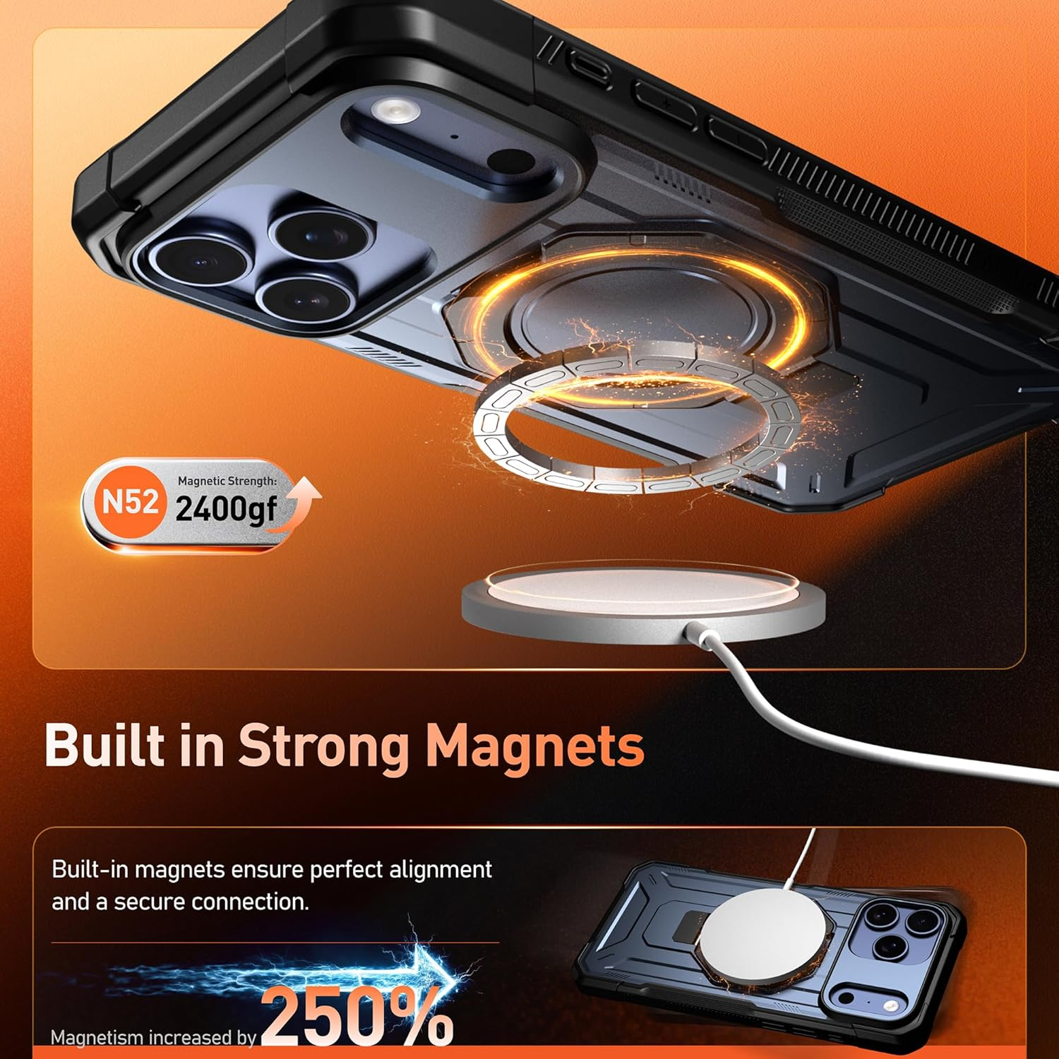 Poetic Spartan Case with Ring Stand for Iphone 17 Pro, [Camera Control Button][Magsafe Compatible], Full Body Rugged Shockproof Protective Cover Case, Midnight Blue image number 2