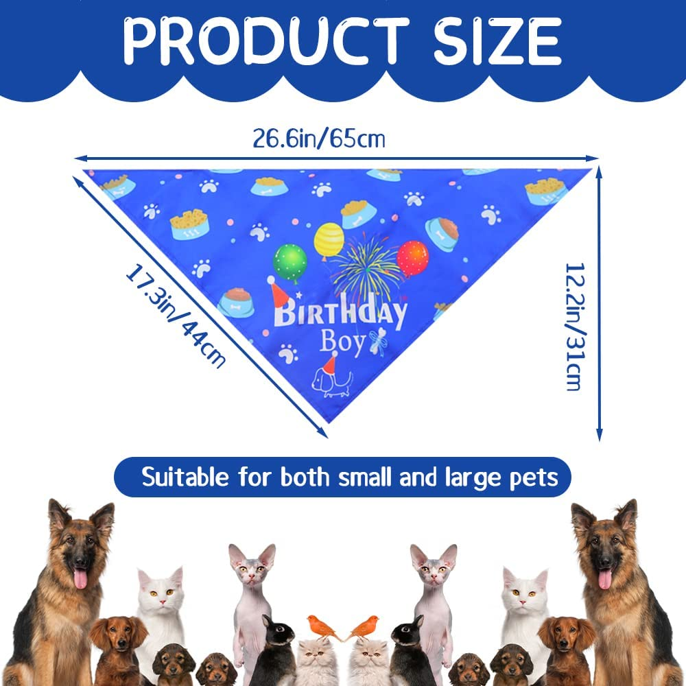 Dog Birthday Bandana Large Breed, Soft Dog Triangle Scarf Bib Accessories, Washable Adjustable Pet Kerchief, Party Supplies for Small Medium Cats Pets (Blue) image number 6