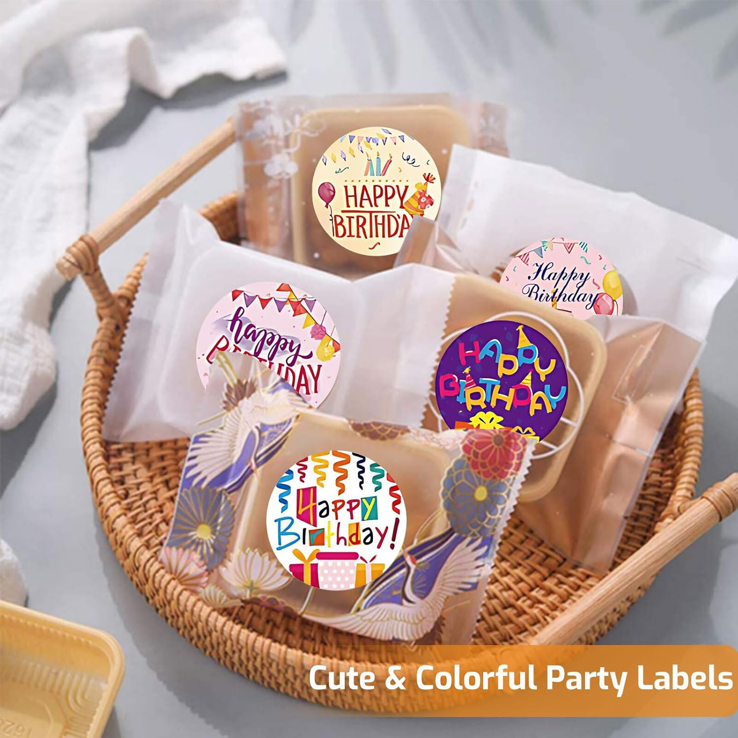 Lyvixora 500Pcs Happy Birthday Stickers Roll - Multi-Styles Cute Sticker Labels for Party Decorations, DIY Cards, Gift Wrapping & Classroom Activities - Adhesive Seals for Balloons, Cakes, Boxes​​