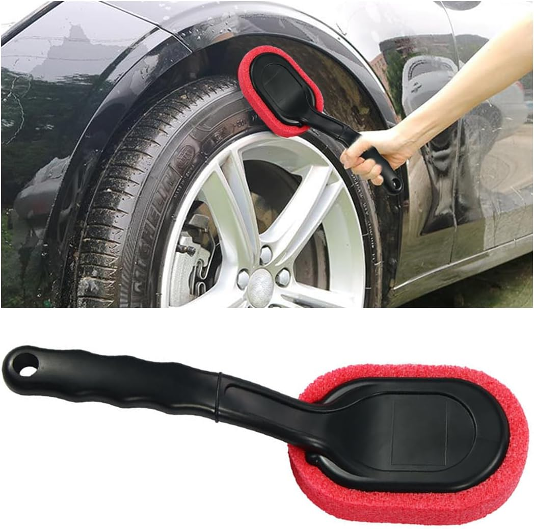 JNNJ Tyre Shine Applicator Brush, Car Tyre Brush with Long Handle, Tyre Care Applicator, Car Tyre Wax Polishing Sponge, Cleaning Brush for All Car Tyres image number 1