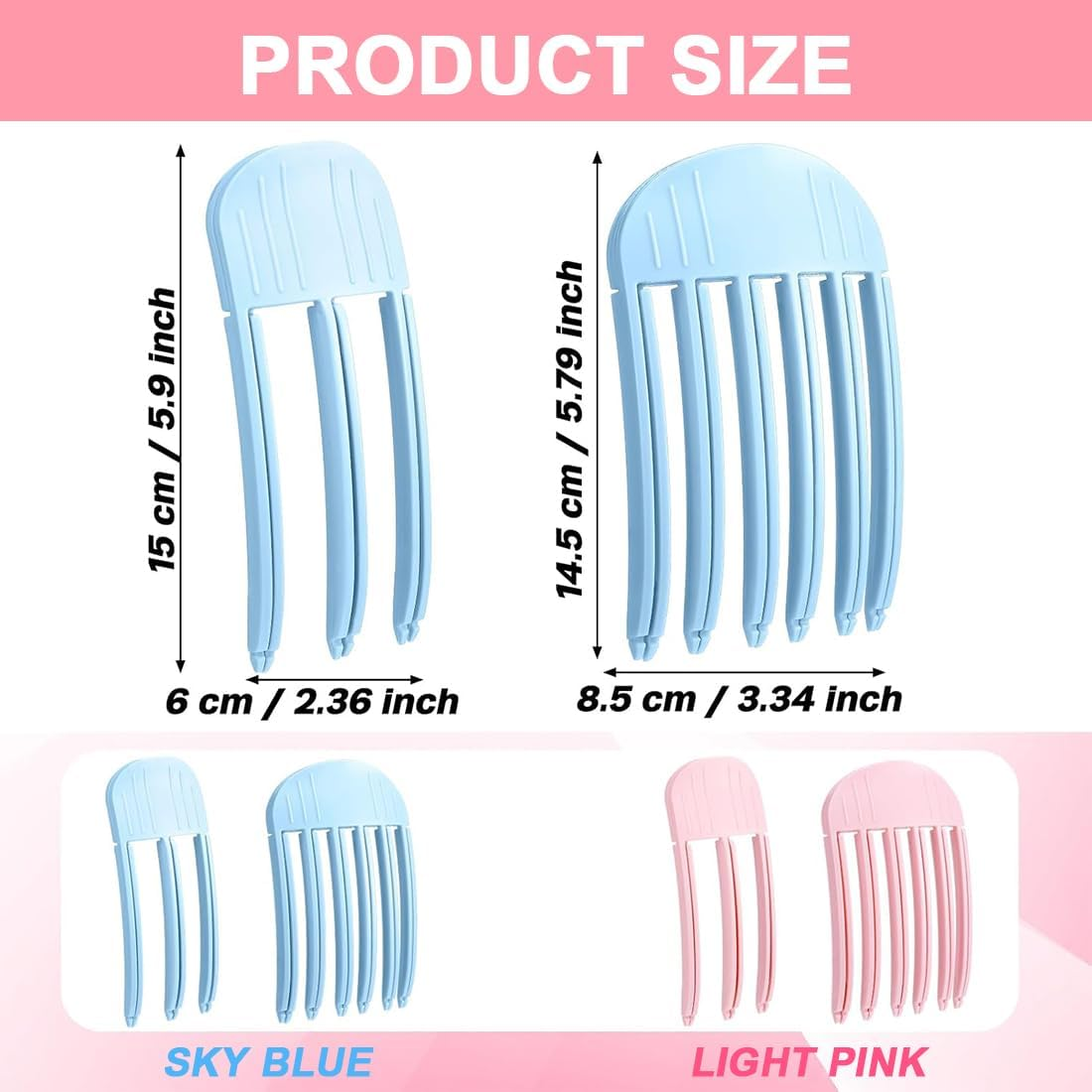 Pack of 4 Hair Clips for Styling, Hair Bangs Clip, Volume Hair Clips for Fluffy Bangs, Volume Clip for Hairline, Hair Root Lifting Clips for Men and Women (Pink + Blue)