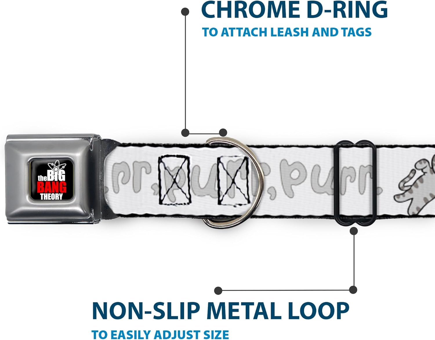 Buckle-Down Seatbelt Buckle Dog Collar - Soft Kitty Purr, Purr, Purr - 1" Wide - Fits 15-26" Neck - Large image number 6