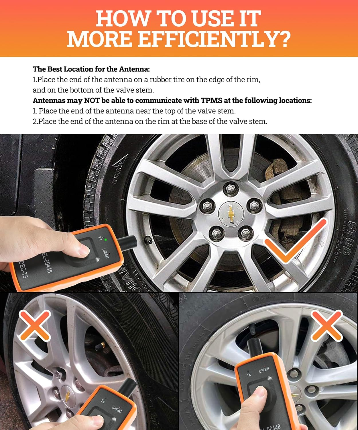 Zlirfy Universal TPMS Relearn Tool,System Programming Training,Oec-T5 Tire Pressure Monitor System Activation Tool,Automotive Tire Sensor Reset Tool,El-50448 TPMS Reset Tool image number 3