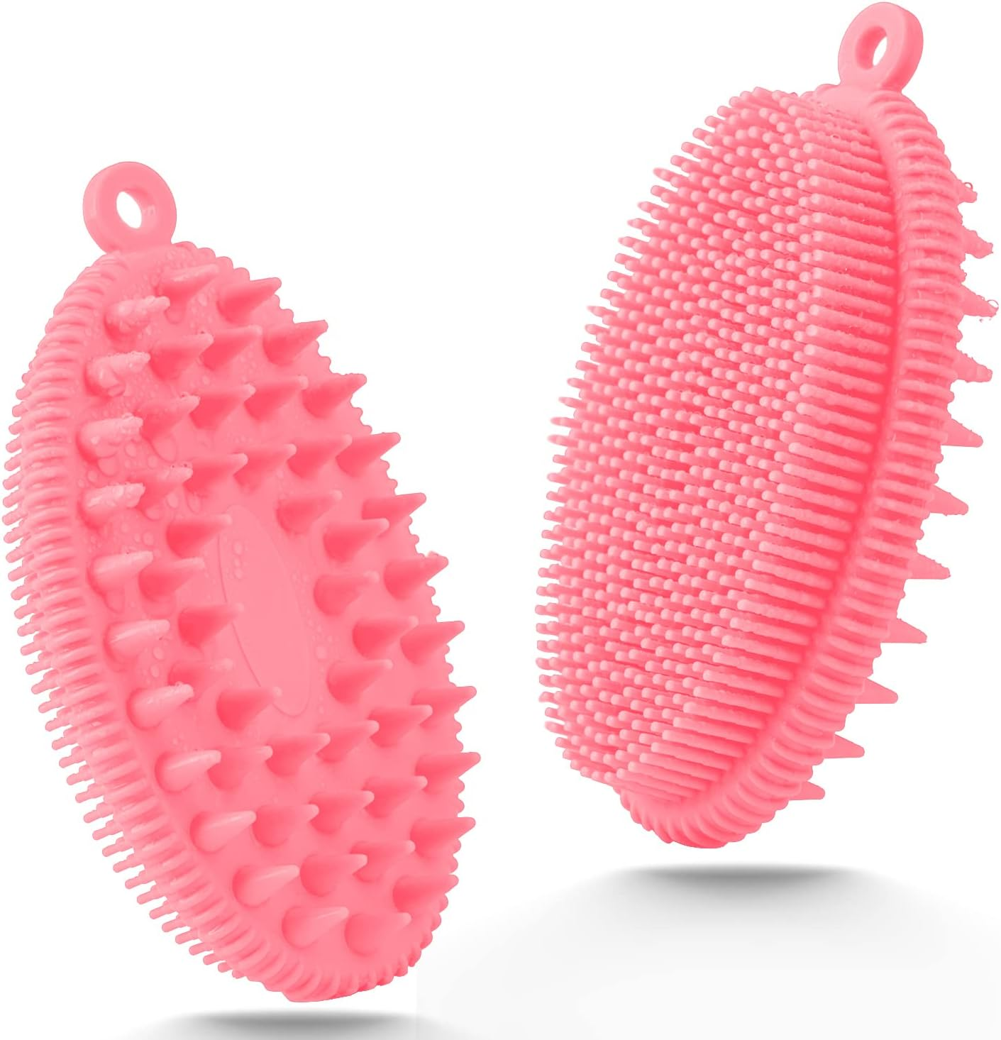 Rampula Silicone Body Scrubber, 2 in 1 Shower and Shampoo Scalp Massager Brush for Dry and Wet, Lathers Well, Stimulating Blood Circulation More Hygienic than Loofah 1PC Black