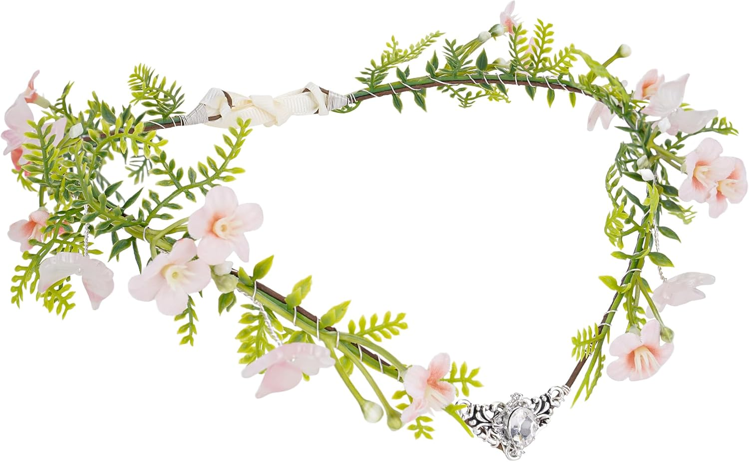 MOSTORY Pink Fairy Crown for Women, Floral Elf Headband with Butterflies for White Wedding Renaissance Fairy Cosplay image number 4