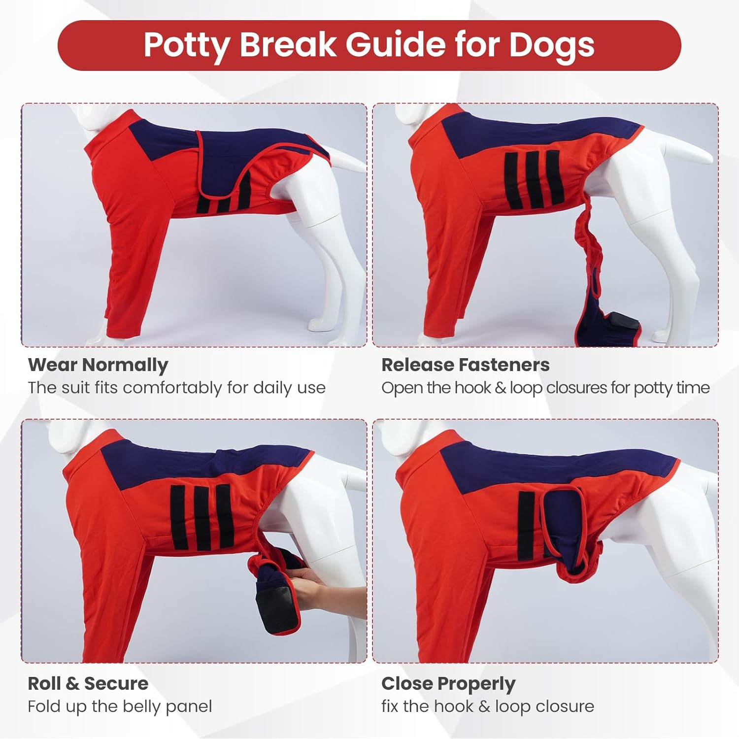 Lelepet Dog Recovery Suit for Dogs, Dogs Shirt Stop Licking Joints, Pet Long Sleeve Suit for Front Legs Protecting, Wound Protector for Abdominal Leg Shoulder after Surgery Male Female, Red 3XL image number 6