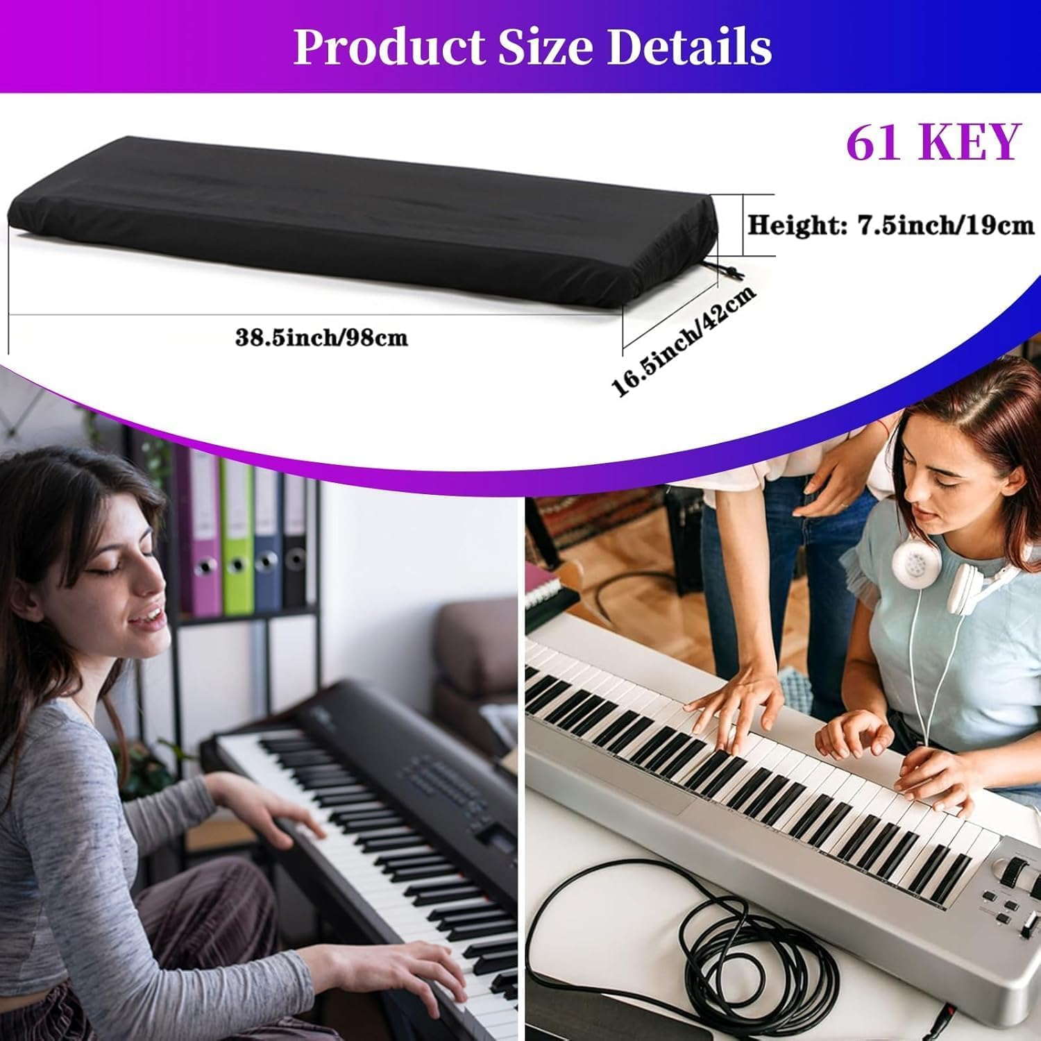 61 Key Piano Keyboard Cover Electronic Piano Dust Cover Waterproof for Electronic Keyboard Digital Piano Yamaha Casio Roland Consoles