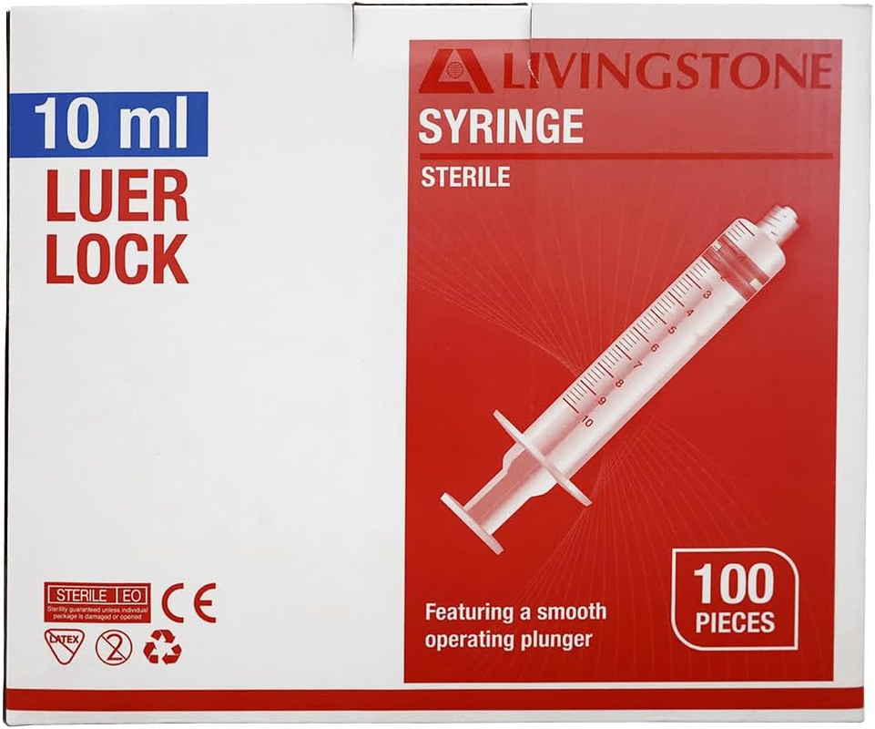 Livingstone Syringe 10Ml Luer Lock Tip Red Plunger Sterile Box of 100 image number 1
