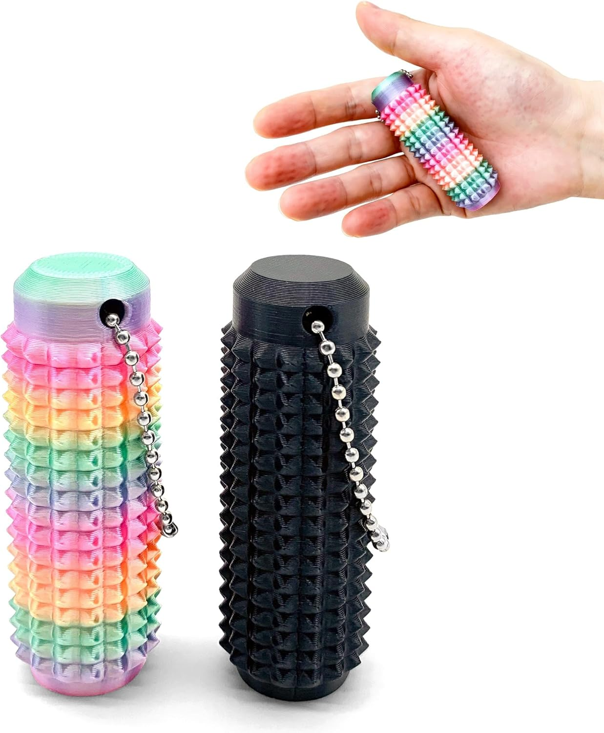 2 Pcs Little Ouchies Pain Fidget Toy, Pocket Quite Fidget Toys for Adults & Teens, 3D Printed Keychain Sensory Toy for Stress Anxiety Relief & Focus,Spiky Grippie Stim Keychain Toy Office Workers Gift
