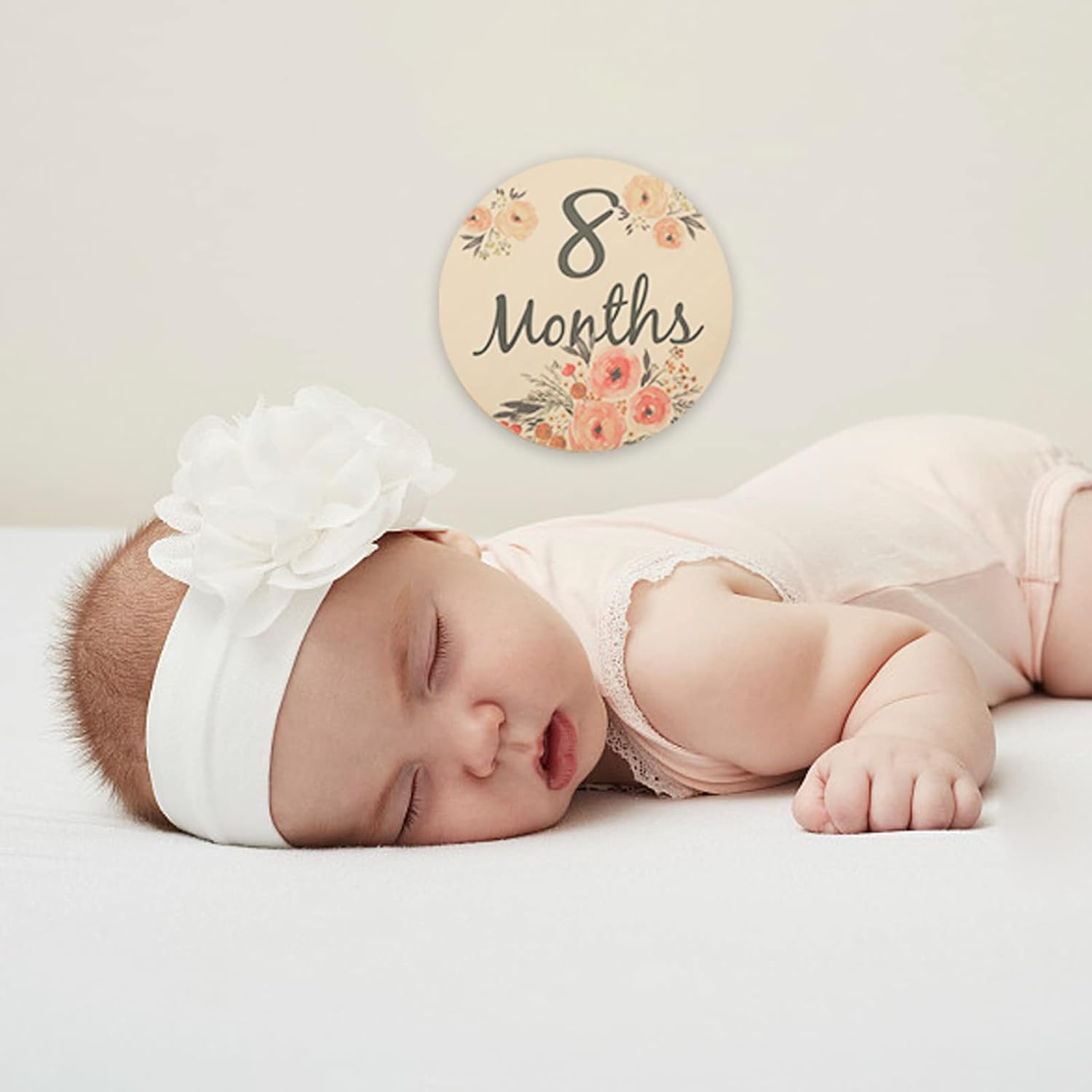 Promise Babe Milestone Numbers Props, Baby Wooden Milestone Cards Weekly Monthly Growth Milestone Signs Baby Announcement Props 8Pcs image number 6