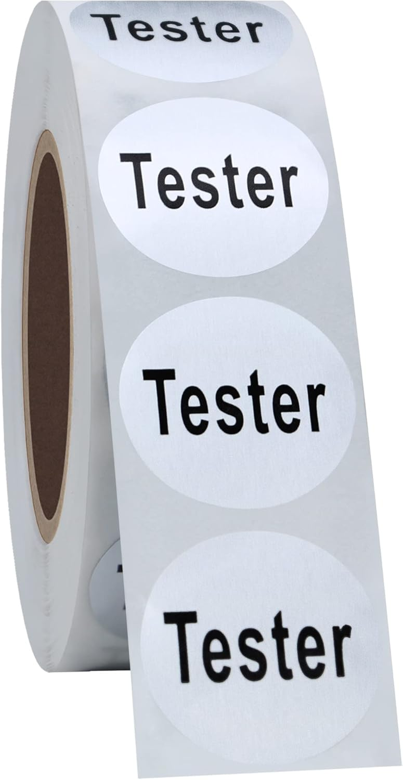 Hybsk 20Mm round Silver Cosmetic Tester Labels Total 500 Adhesive Labels per Roll (Silver) image number 5
