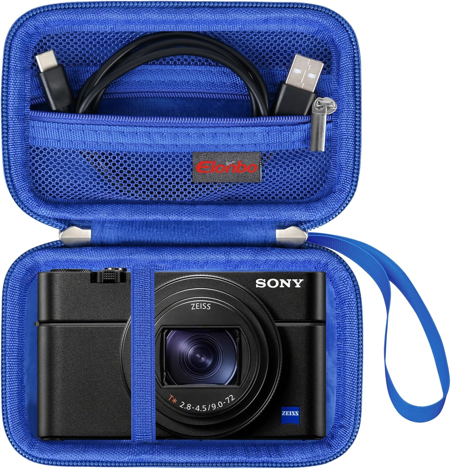 Elonbo Camera Case for Sony RX100 VII/VI/V/IV/III, Vlogging Travel Bag, Video Storage Holder. Black