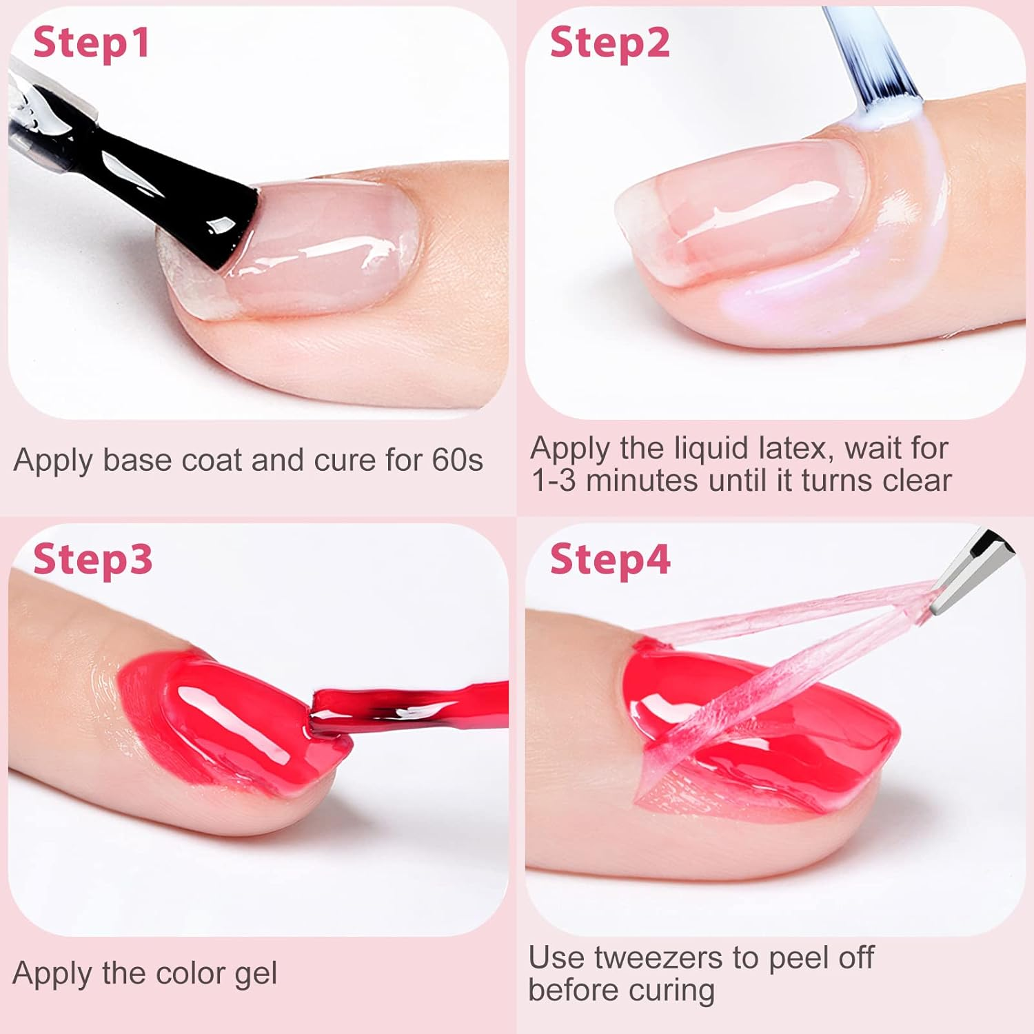 DRMODE Liquid Latex for Nails, Nail Latex Tape Peel off Fast Drying Nail Polish Barrier, Nail Cuticle Guard Protector for Fingers Nail Stamping with Tweezers for Nail Art image number 2