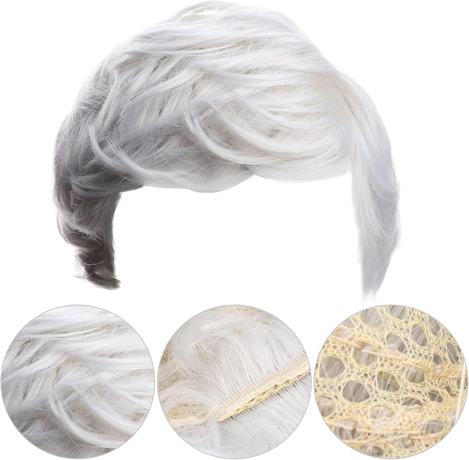 6 PCS Old Man Costume Kit Grandpa Costume Accessories Including Old Man Wig,Wig Cap,Glasses,Fake Beard,Faux Eyebrows for Grandpa Cosplay
