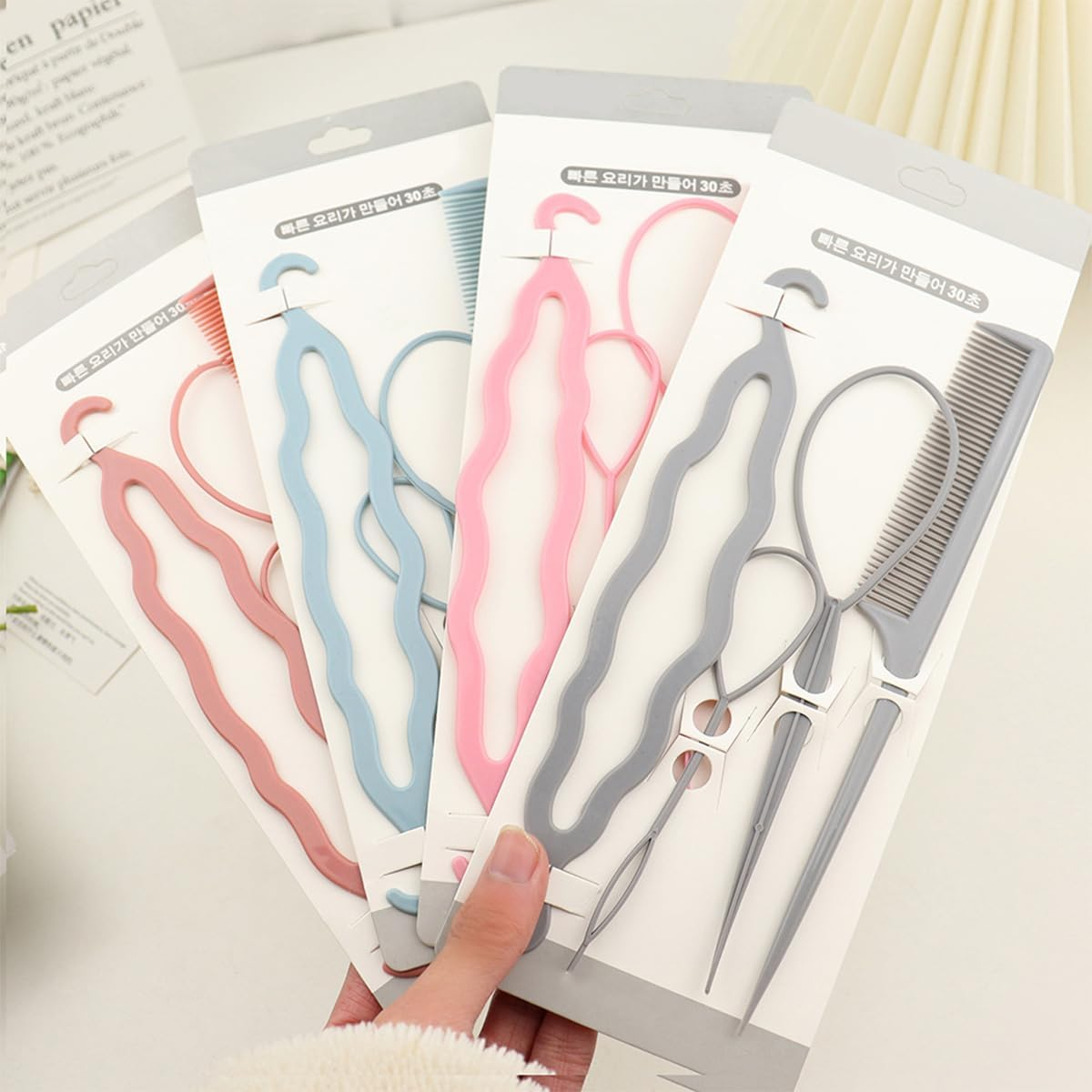 CENPEK Elastic Hair Bands Tool Set, Multicolor Mini Rubber Hair Bands with 4 Tail Hair Tools and 1 Scrunchie Remover for Braiding Hair for Women Wedding Hairstyle image number 2