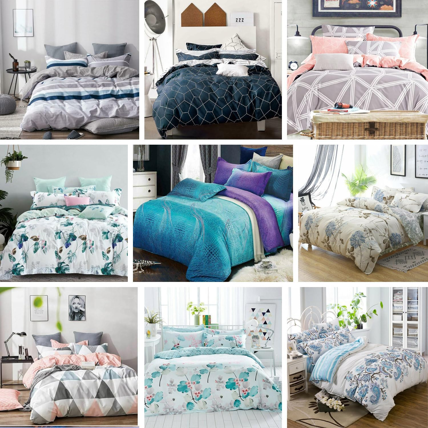 100% Cotton Quilt Doona Duvet Cover Set - Soft and Breathable - 9 Designs - 6 Sizes (2, King) image number 5
